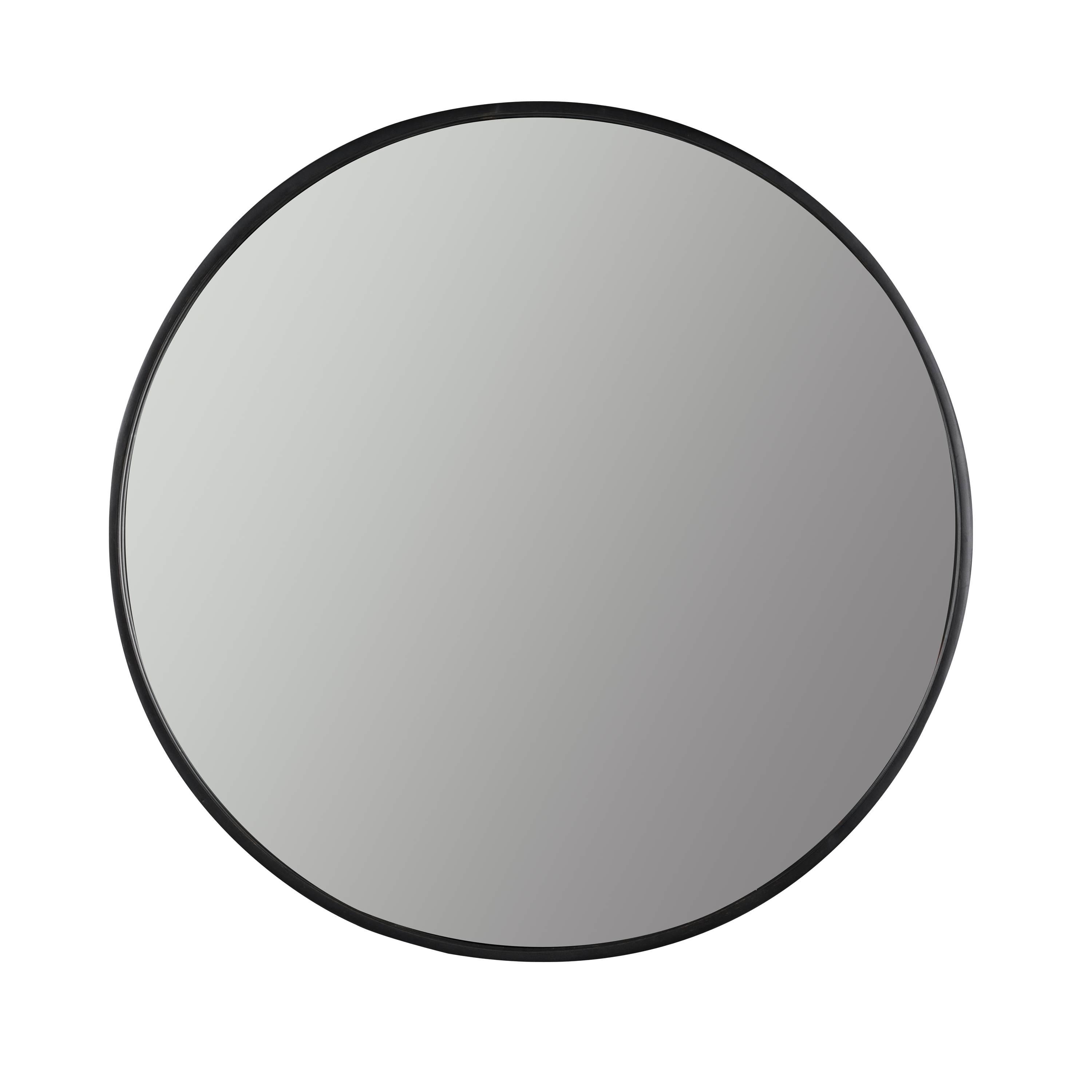 The Sloane Round Wall Mirror is a classic round mirror with a matte black finish on the trim.