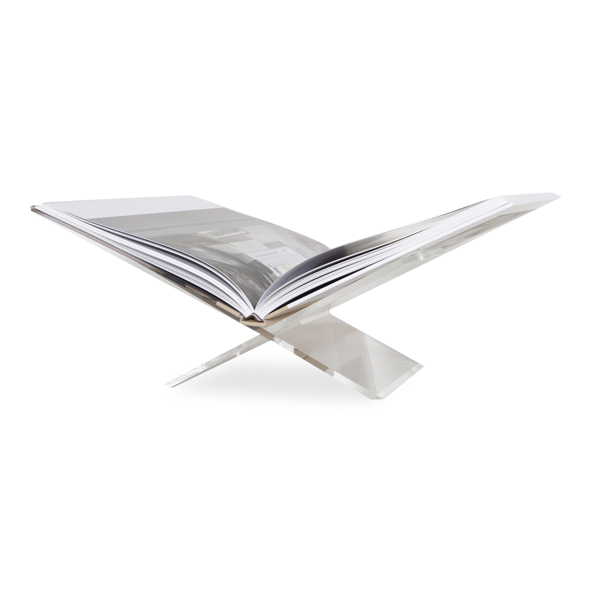 This stylishly designed glass-like lucite Acrylic Bookstand creates a modern cradle to display an open cookbook or artbook.