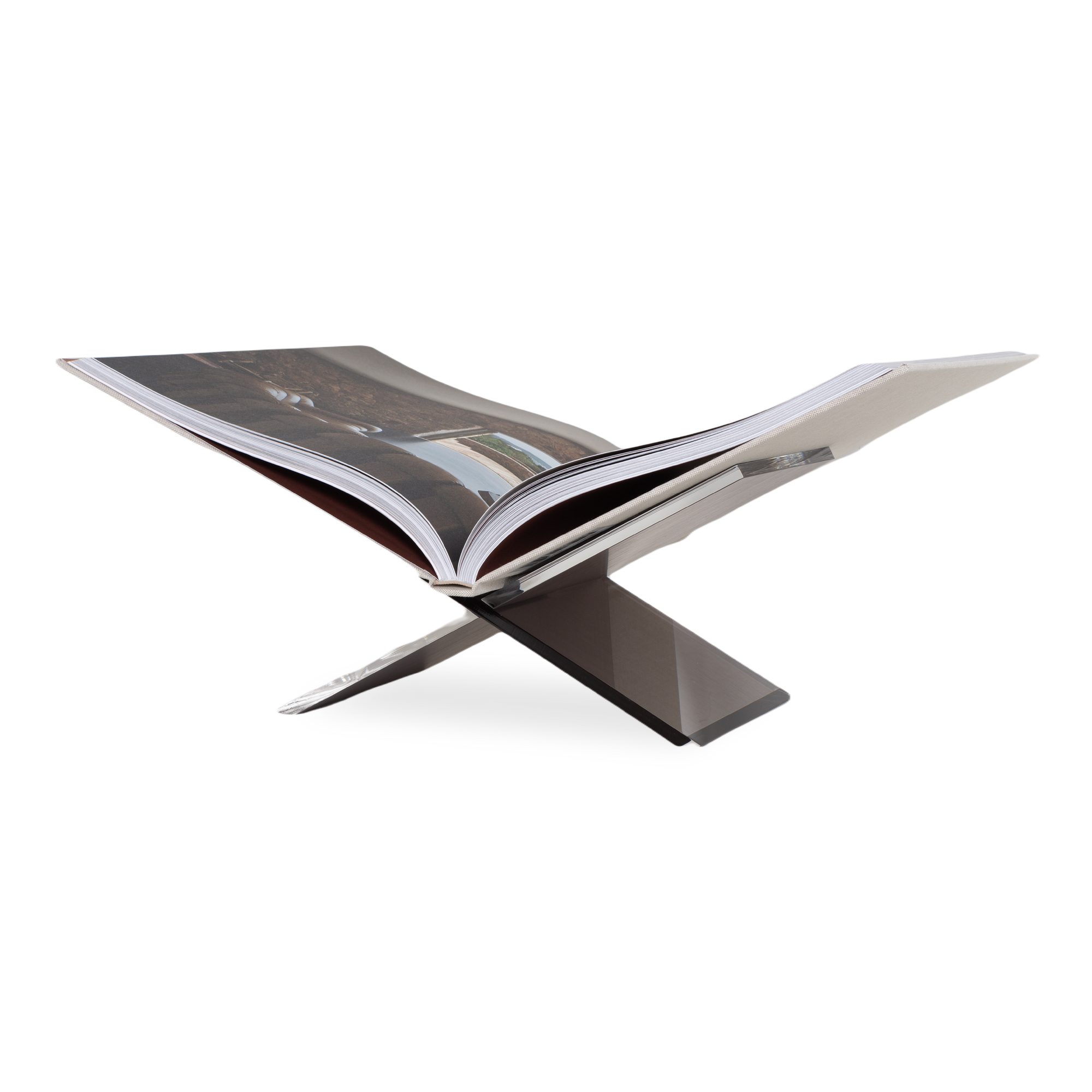 This stylishly designed glass-like lucite Acrylic Bookstand creates a modern cradle to display an open cookbook or artbook.