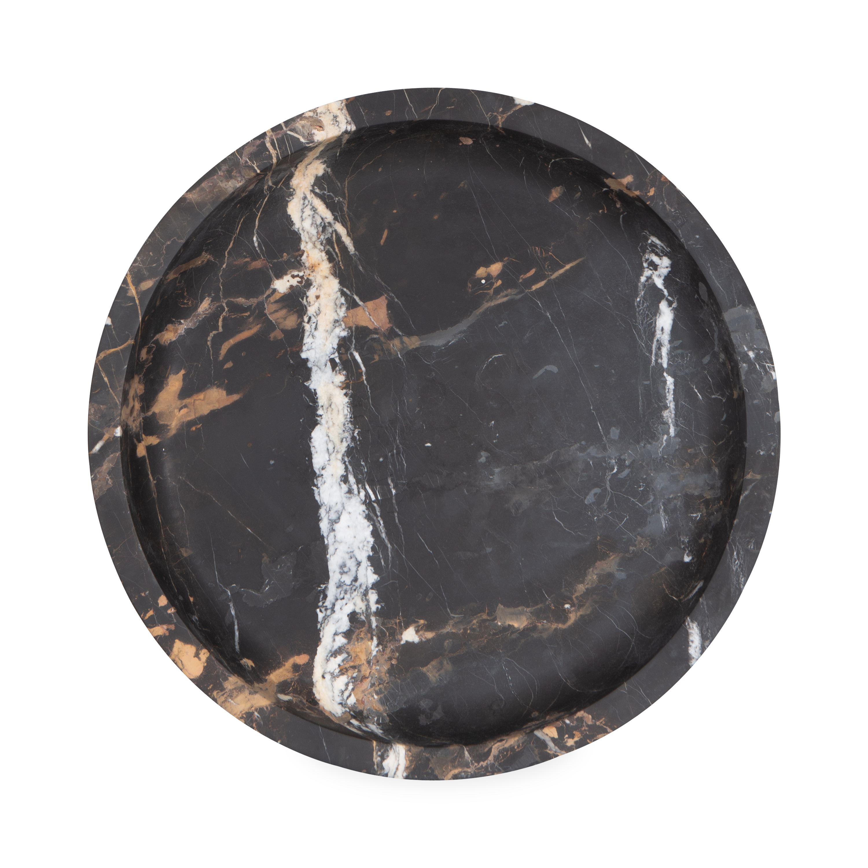 Providing luxurious and confidently stable elements, this captivating bowl is made with black marble with a touch of white and gold veining.