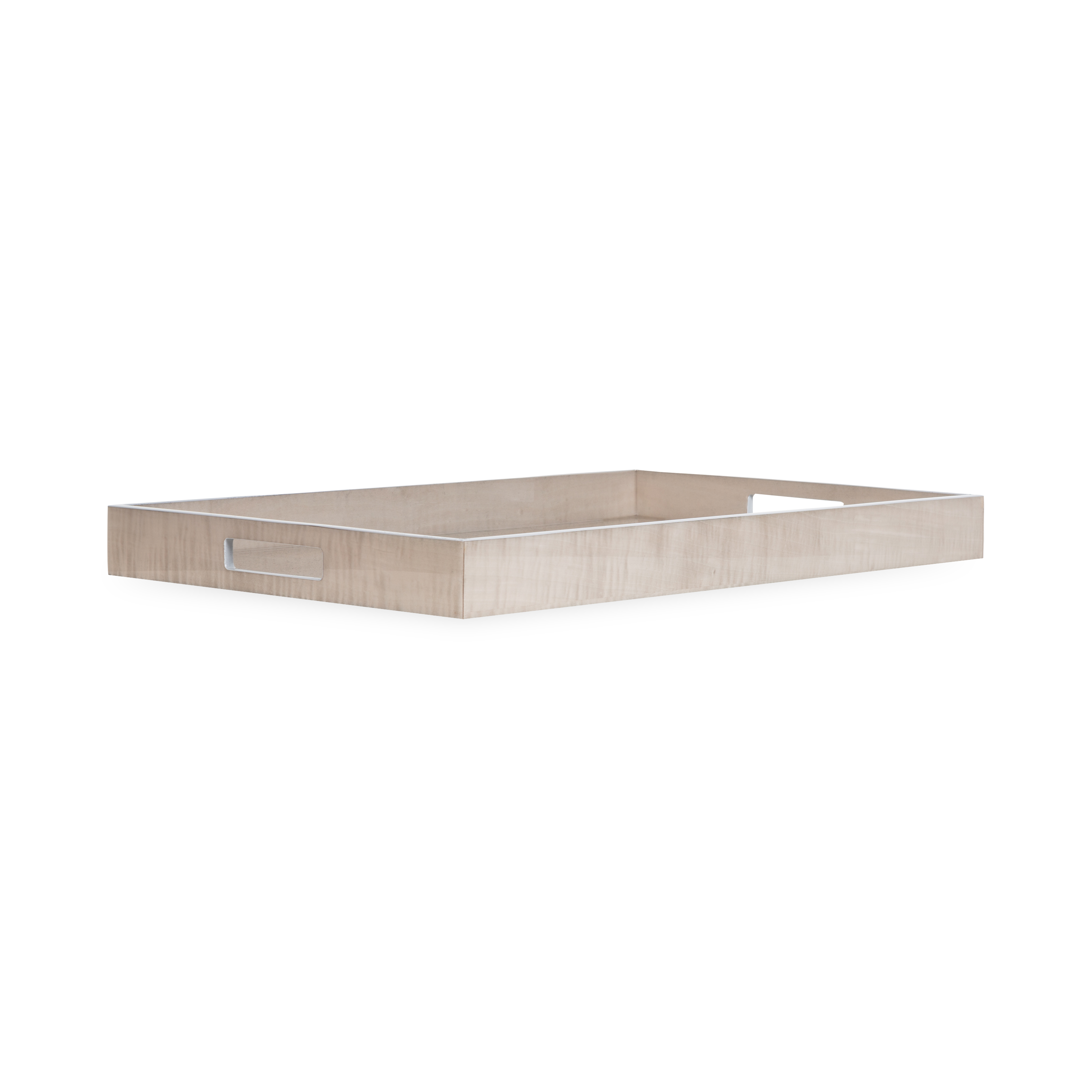 The Lacquered Sycamore Tray uses hand-crafted lacquered wood that is produced by the traditional method of hand-pouring multiple layers of lacquer and hand-polishing each layer, re