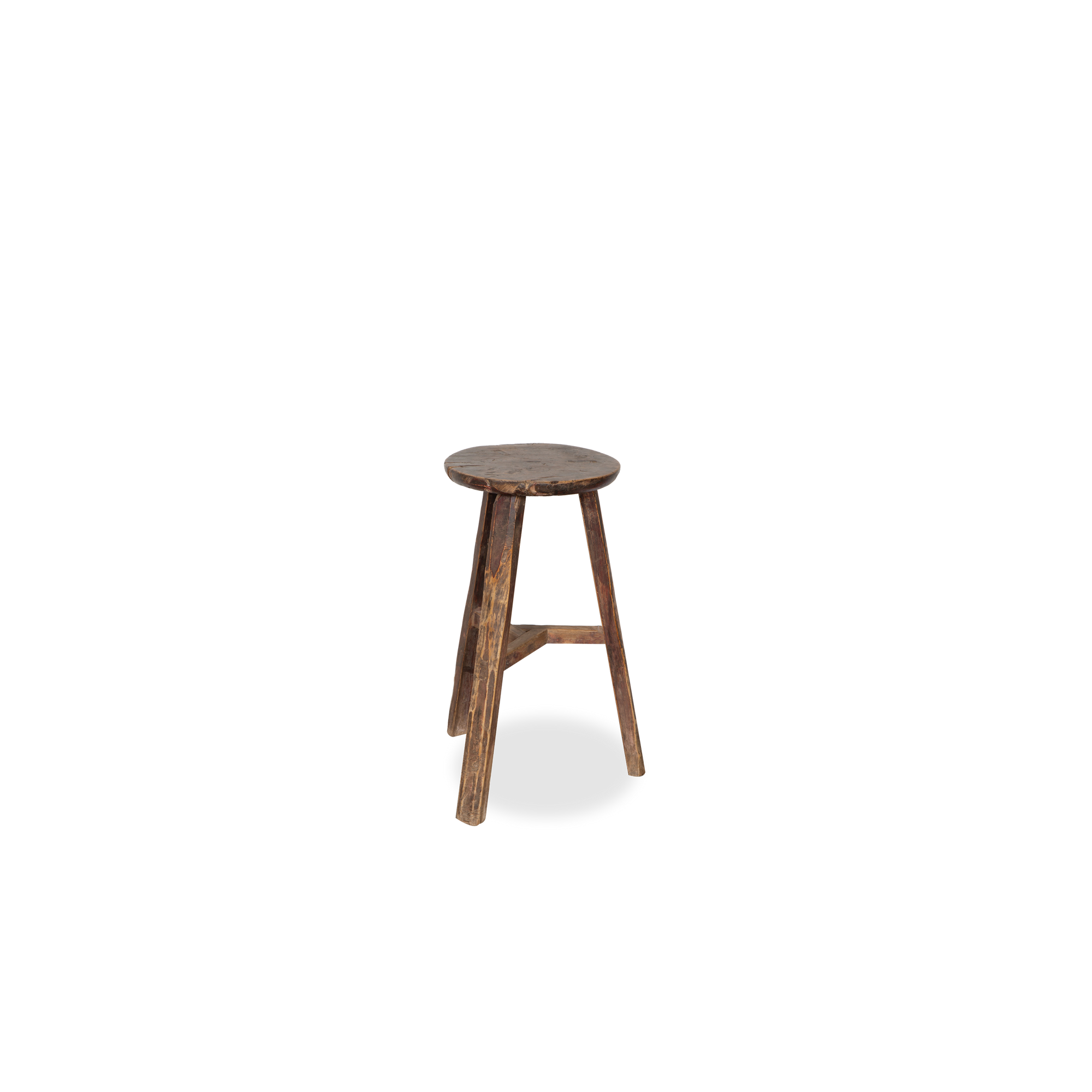 Full of rustic appeal, the Vintage Weathered Round Stool will add organic warmth to your space.