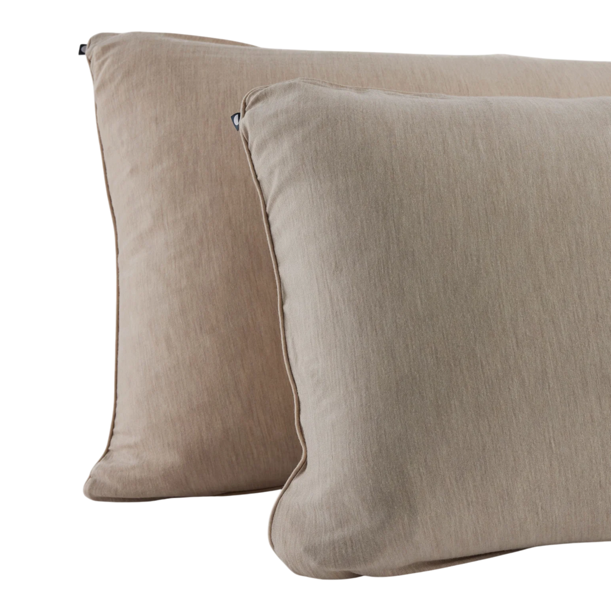Merino Pillowcase Set of 2 in sand, featuring a warm neutral tone, softly textured fabric and finely piped edges.