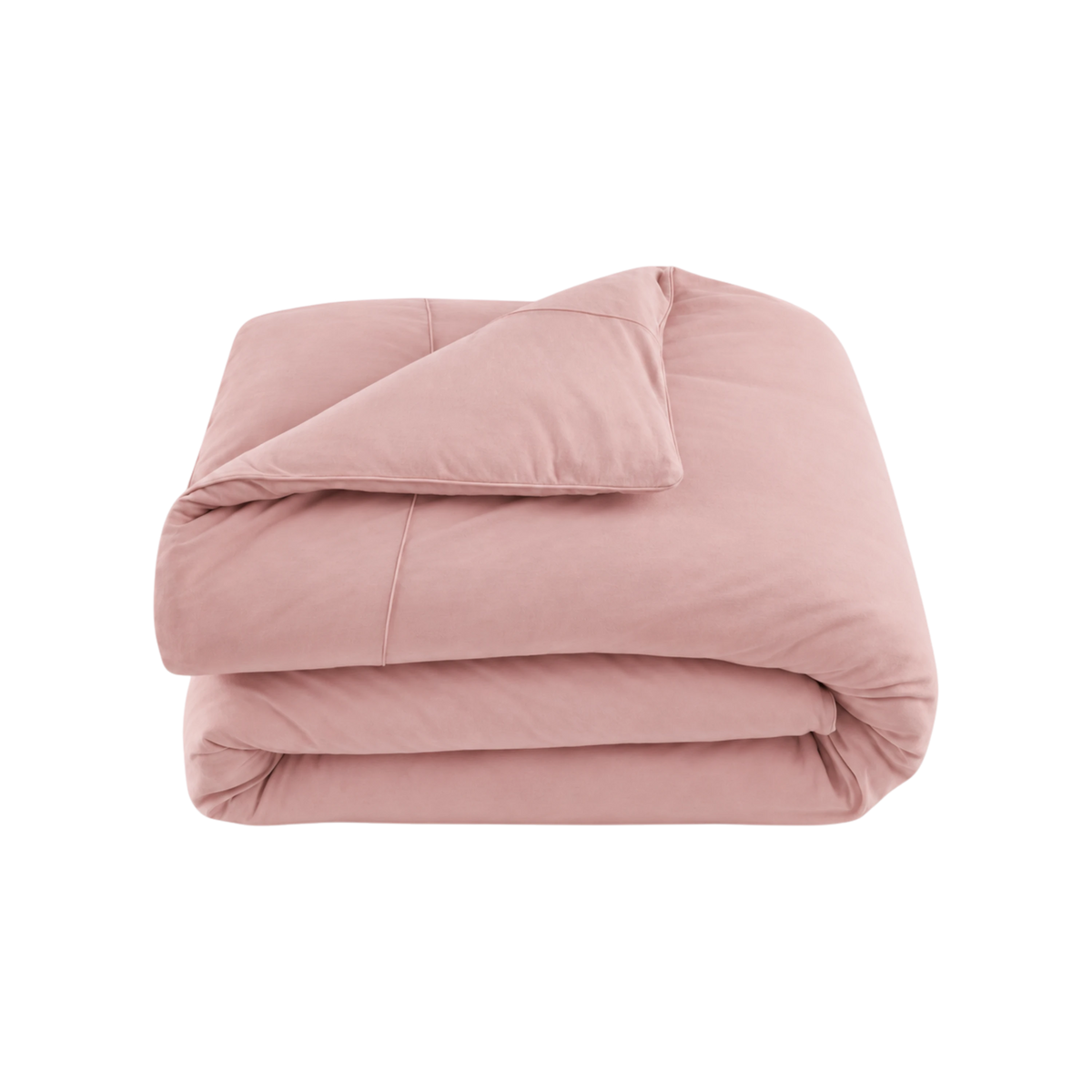 Merino Duvet Cover Queen Rose, folded merino wool and bamboo jersey duvet cover with soft drape, tailored stitching and self-fabric piping.