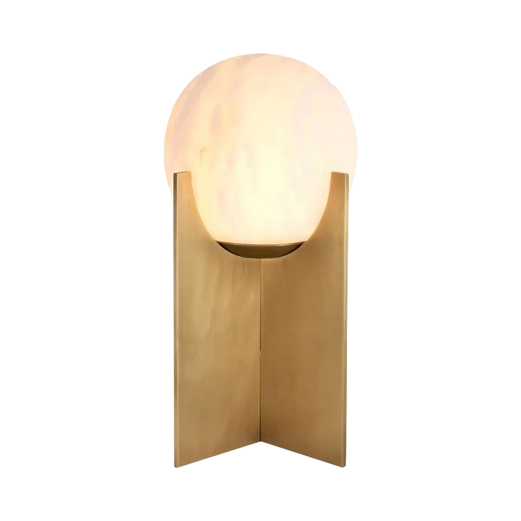 The Scorpios Table Lamp reminds one of the moon thanks to the vein pattern of its natural alabaster.