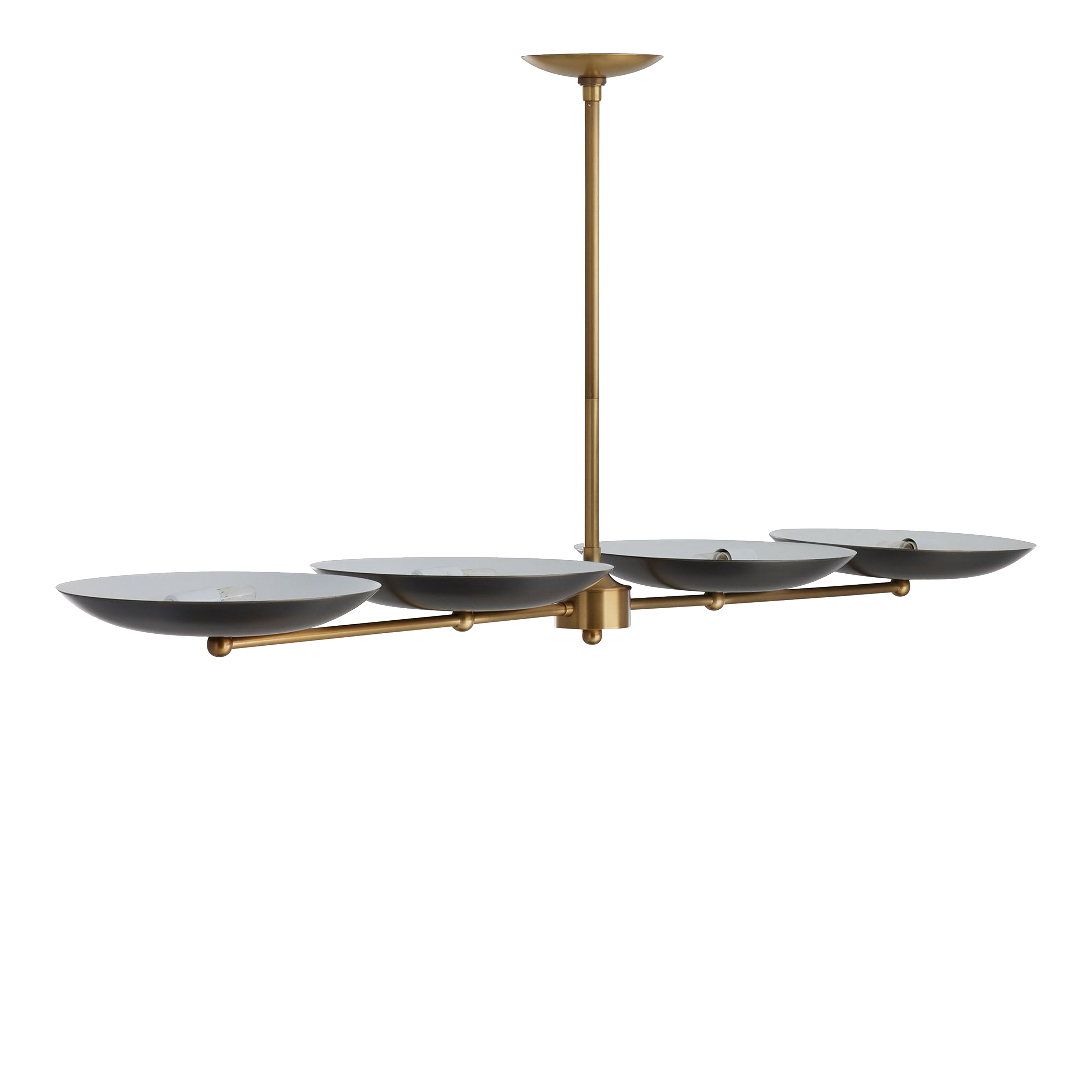 Streamlined yet elegant, this linear chandelier made from steel balances a bold bronze finish with an elegant antique brass frame.