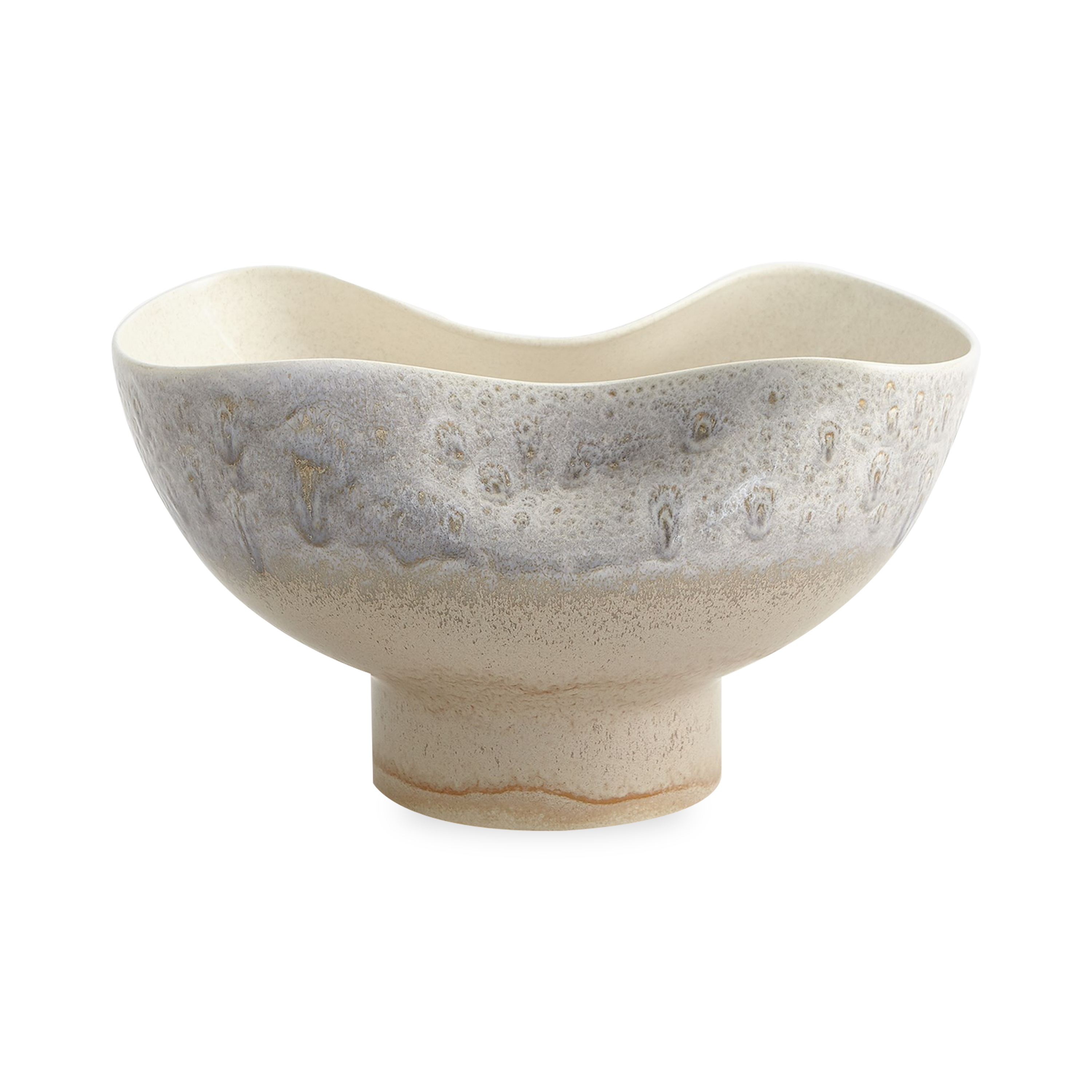 This Opaline Bowl is made of Portuguese slip-cast ceramic and has a concaved design with ivory and grey reactive glaze finishes.