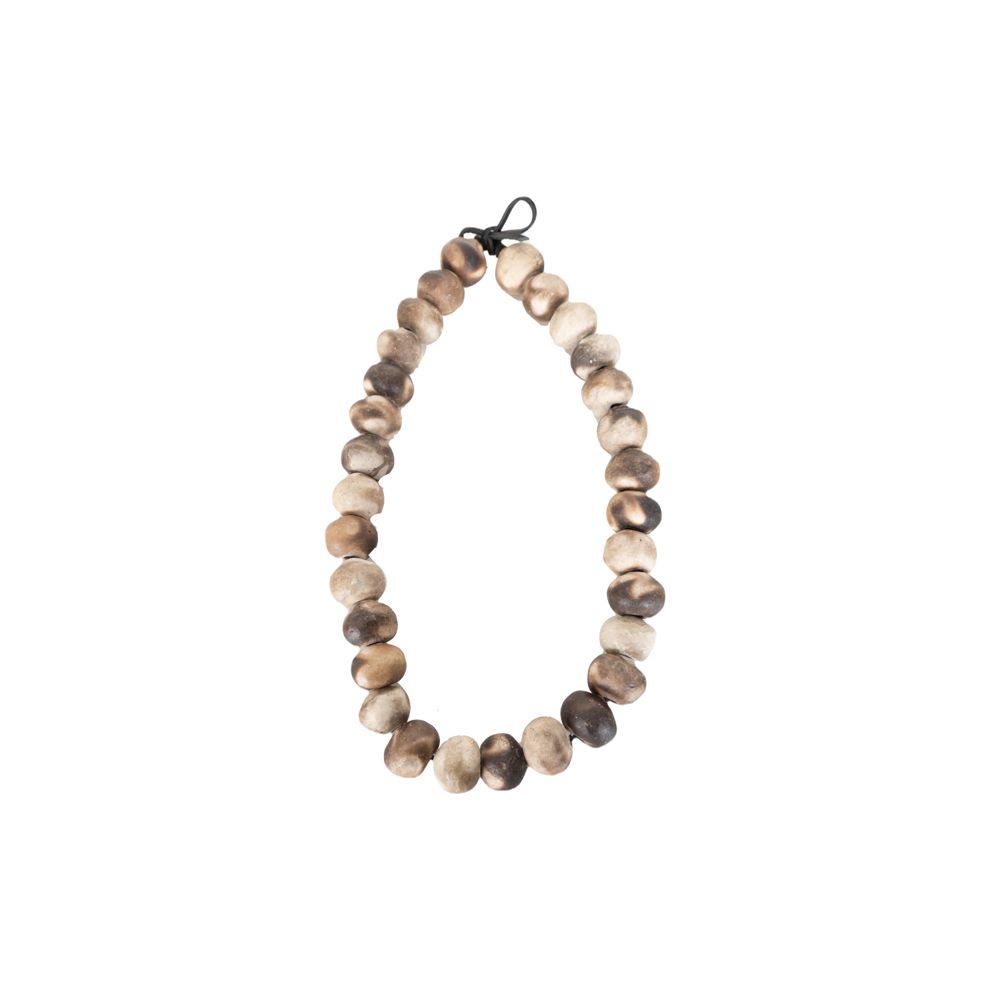 The Beaded Necklace is a beautiful piece that is handmade through a process that allows the ceramic beads to have unique natural colours and gradients.