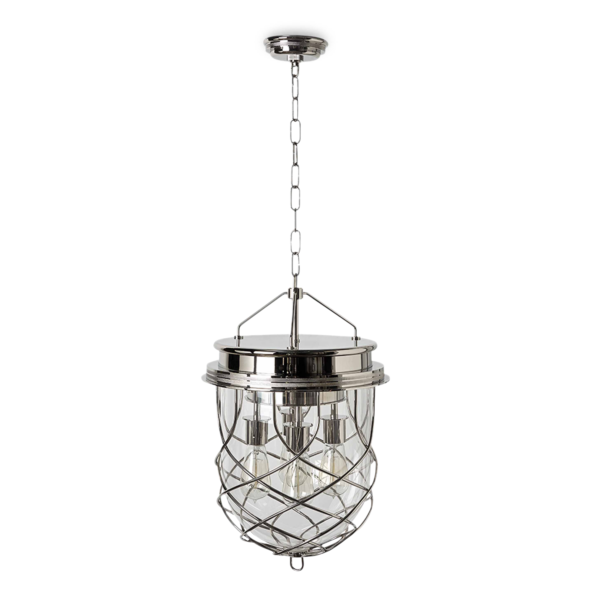 The Waterworks Compass Large Ceiling Light is a pendant light featuring a metal latticework pattern.