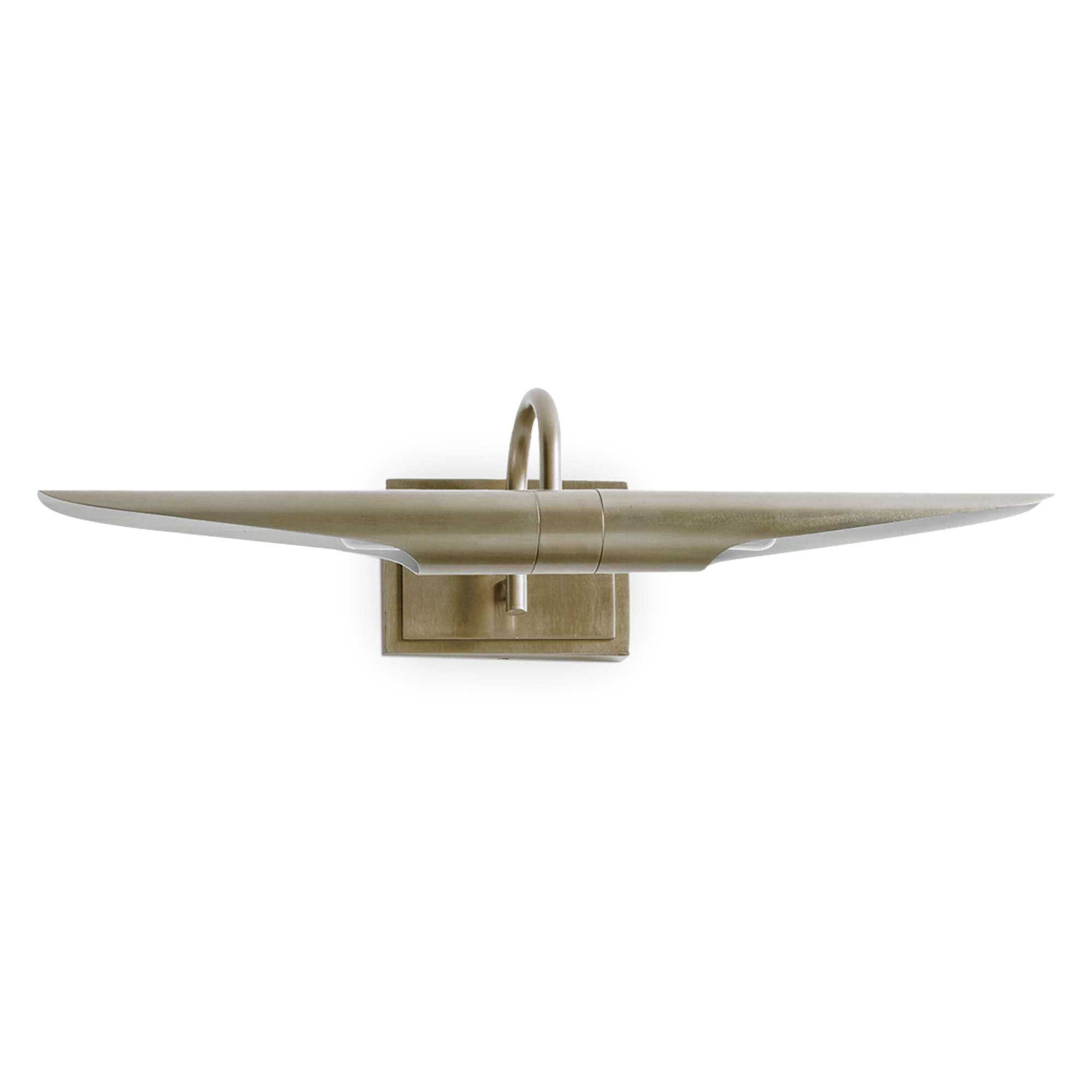 A sleek and contemporary picture light finished in warm brass.