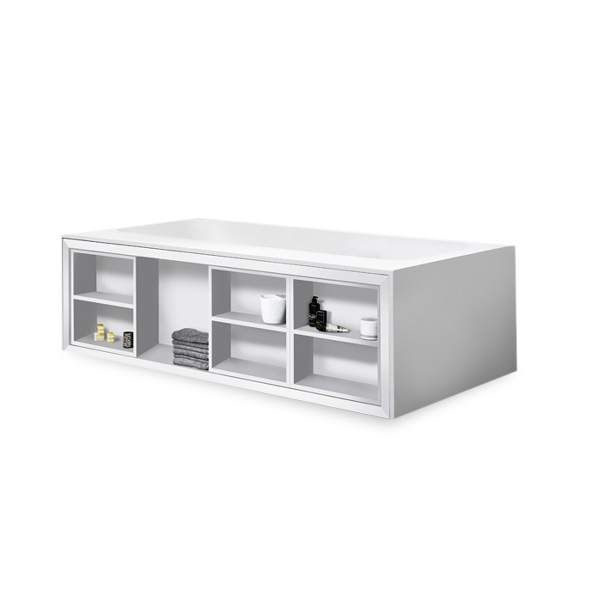 Amanpuri 7238 Sideshelf Soaker - Matte White Blustone