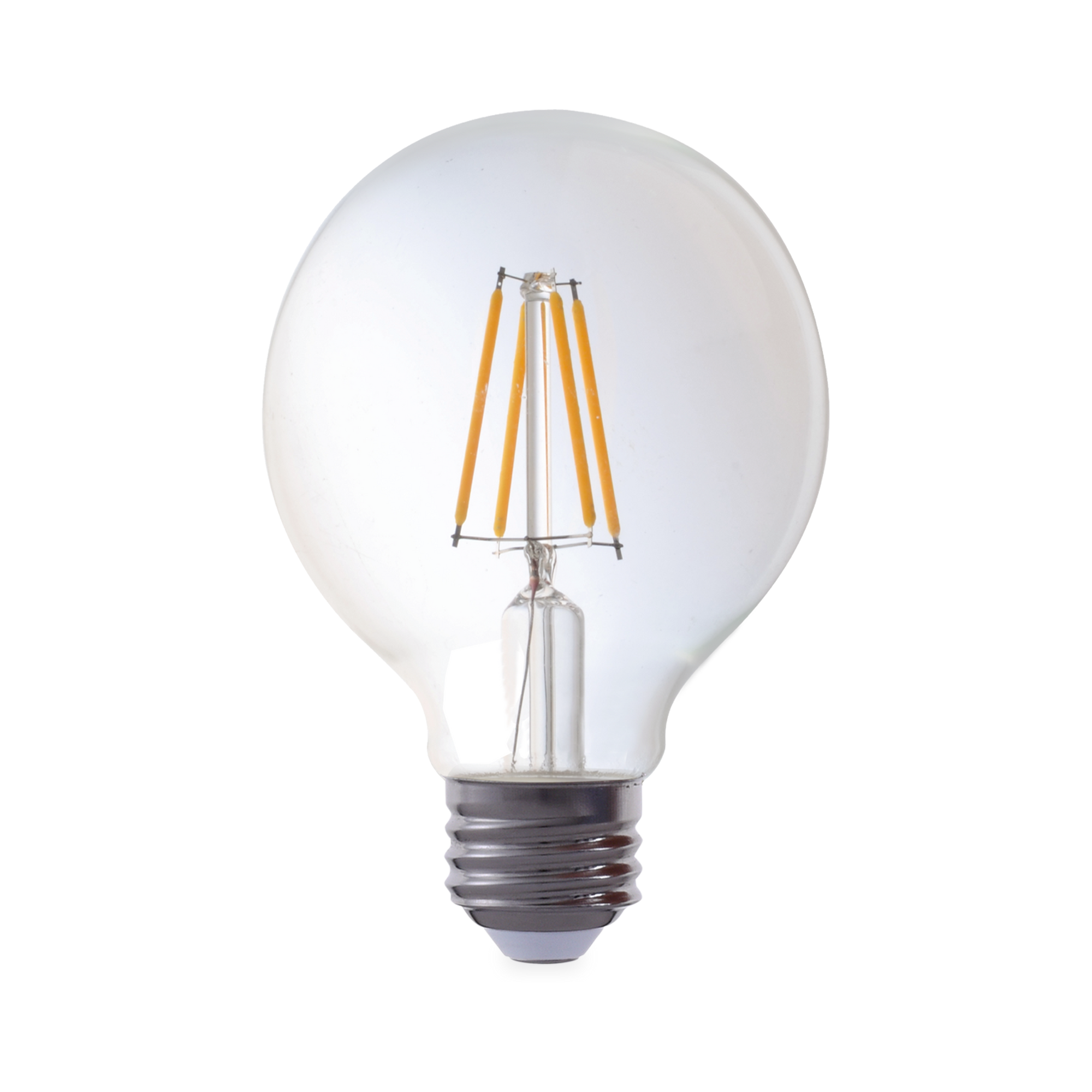 The Globe LED Bulb has a round body with a eddison-styled glass.