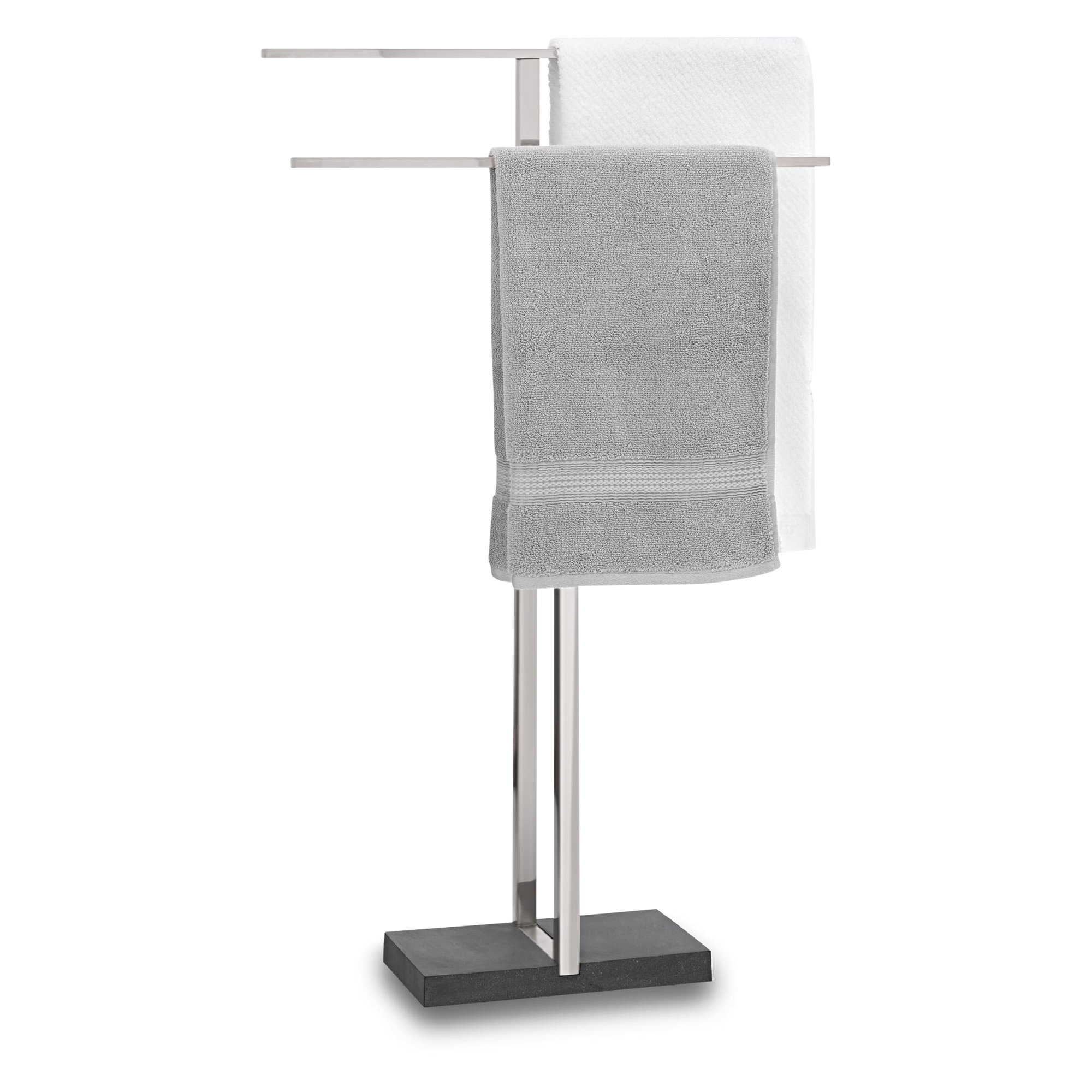 A hint of European elegance embodies this lush modern towel stand.