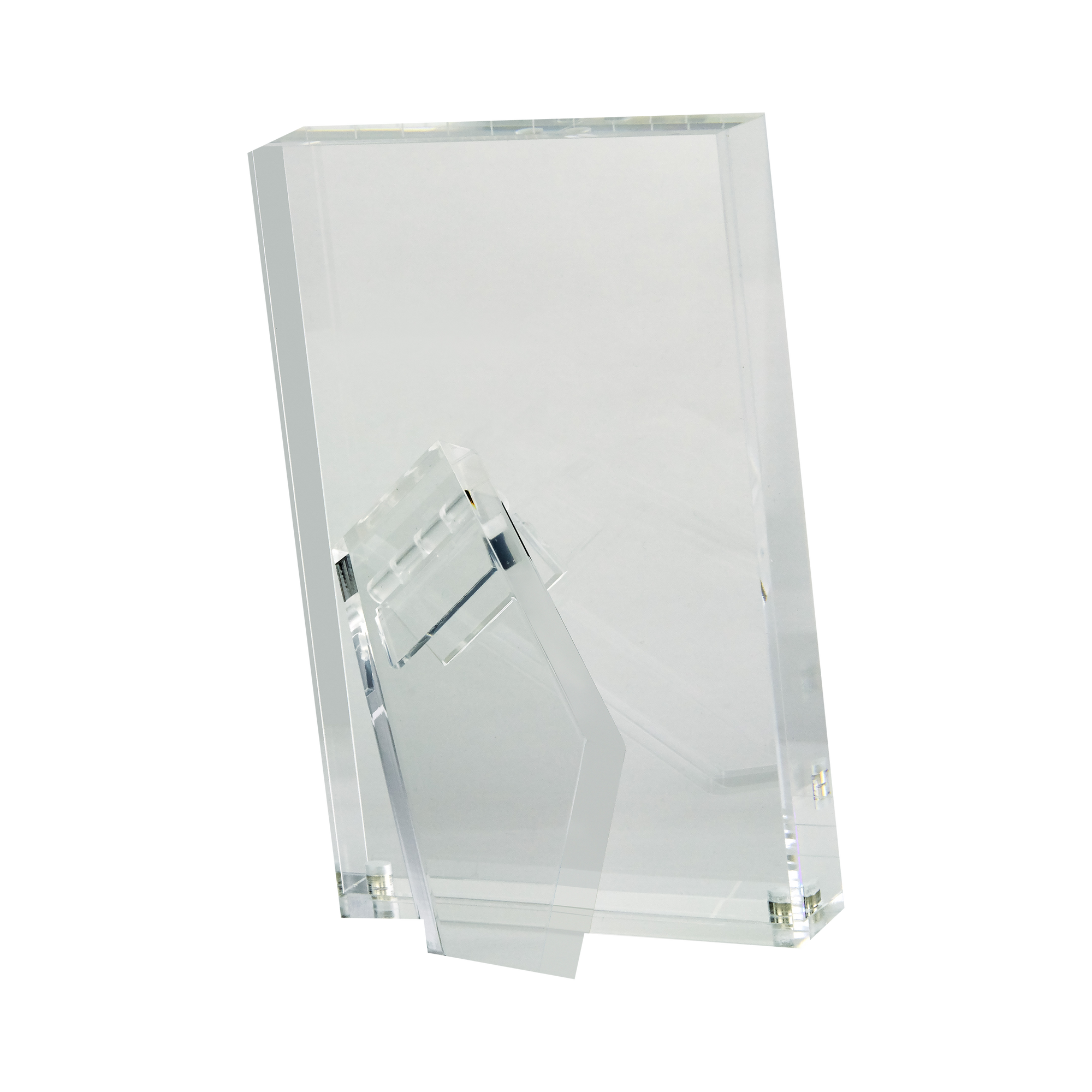 A simple clear acrylic frame that will add stylish flair to any setting.