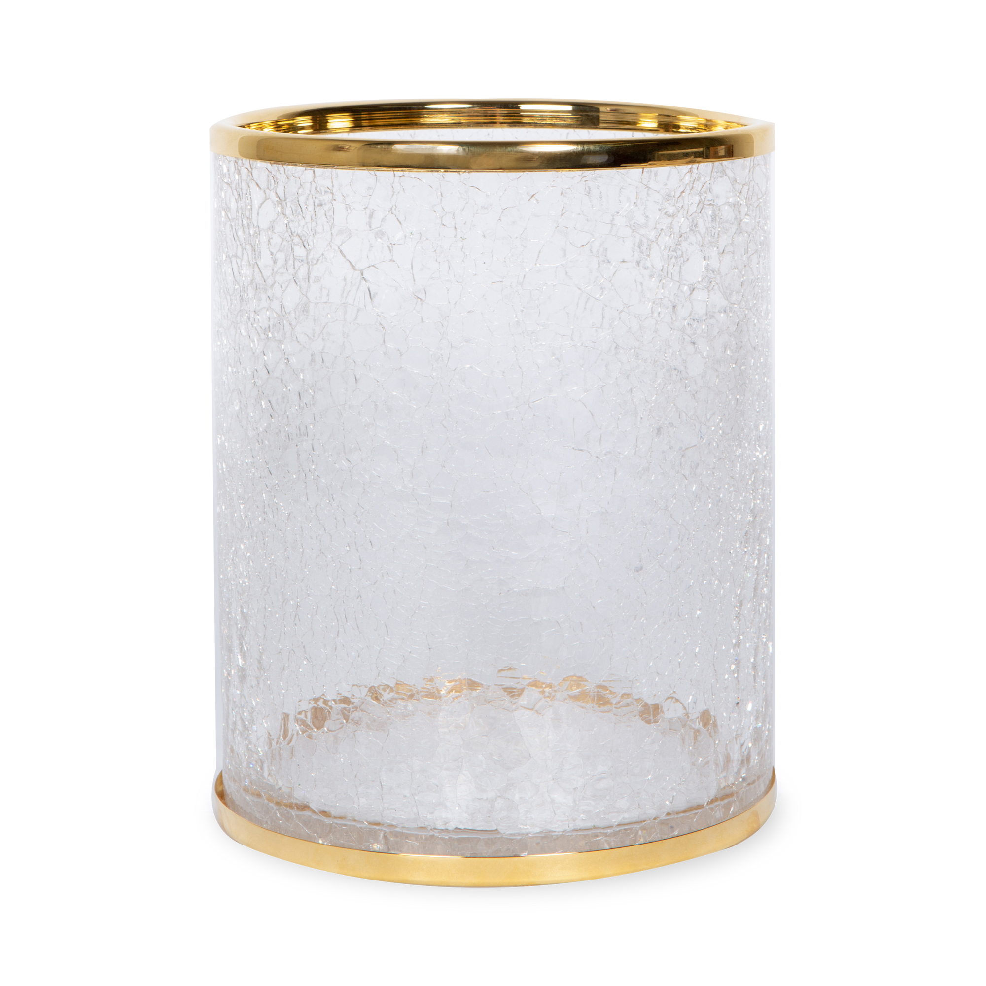 The Cracked Accessories collection features delicate cracked glass with polished gold details.