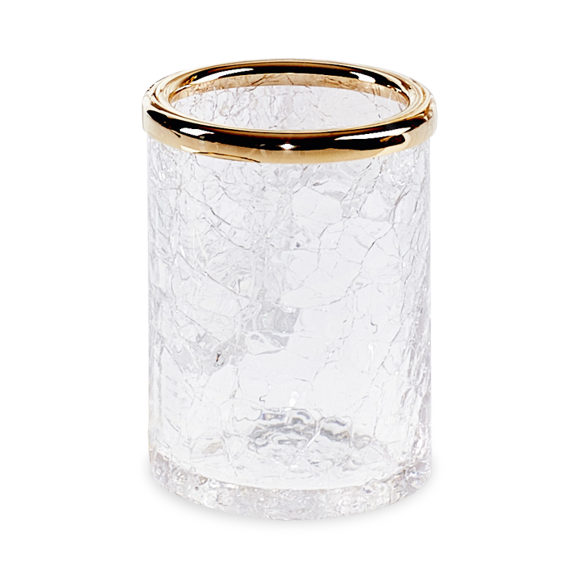 The Cracked Accessories collection features delicate cracked glass with polished gold details.