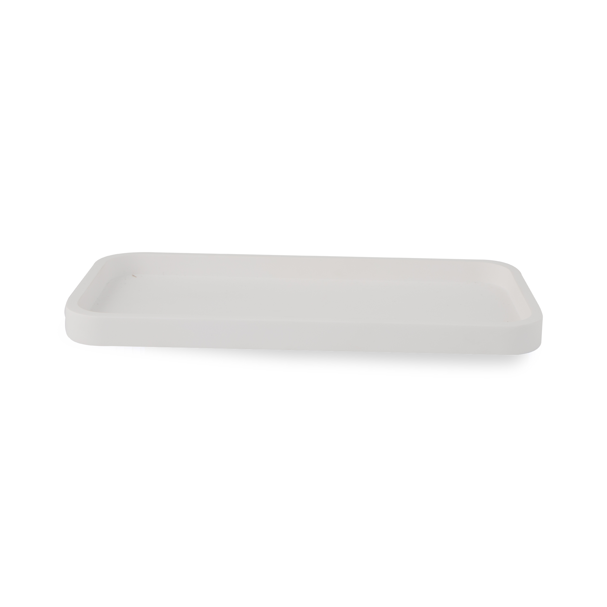 An elegant bath accessories collection in matte white with chrome details.