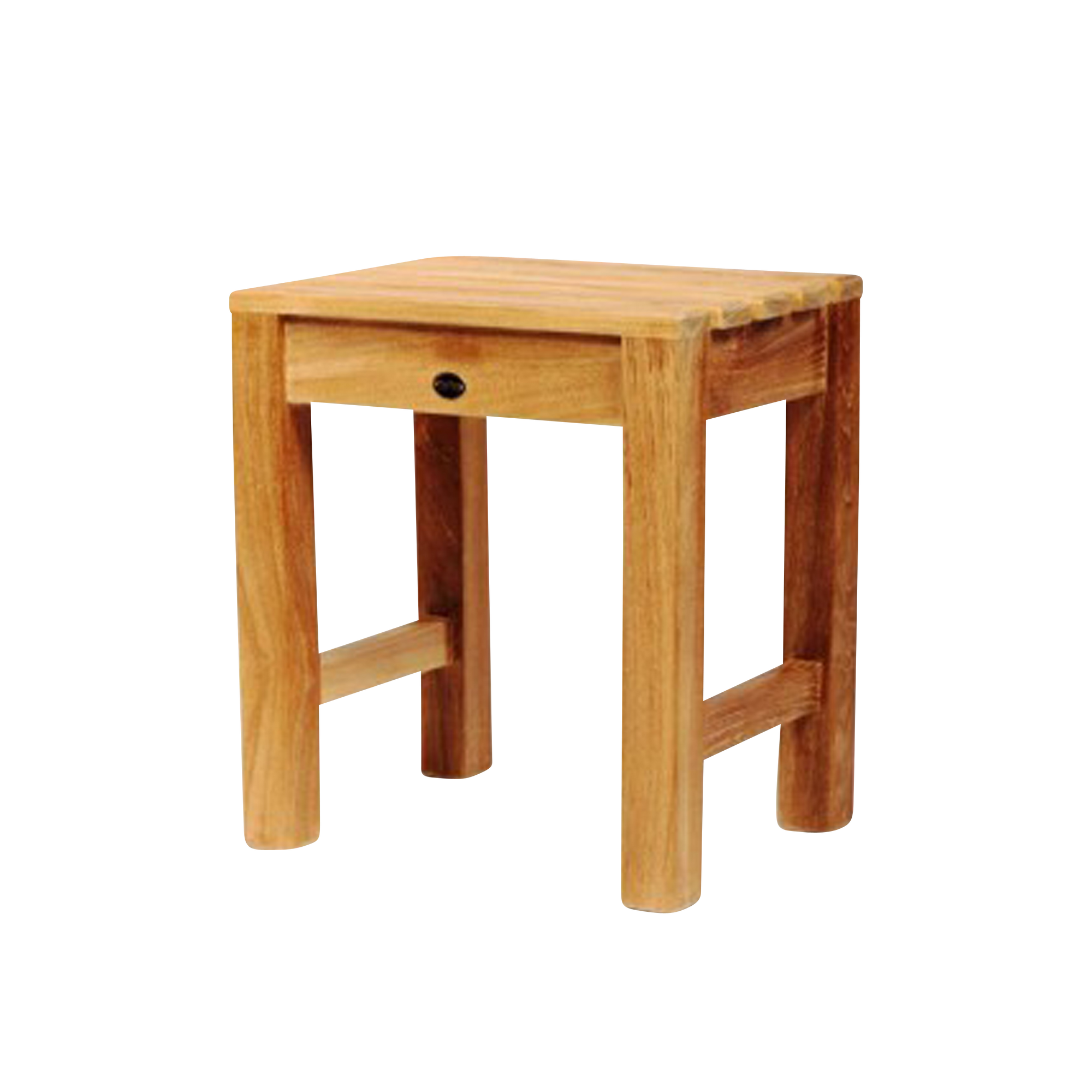The Coach teak bench is perfect in the shower.