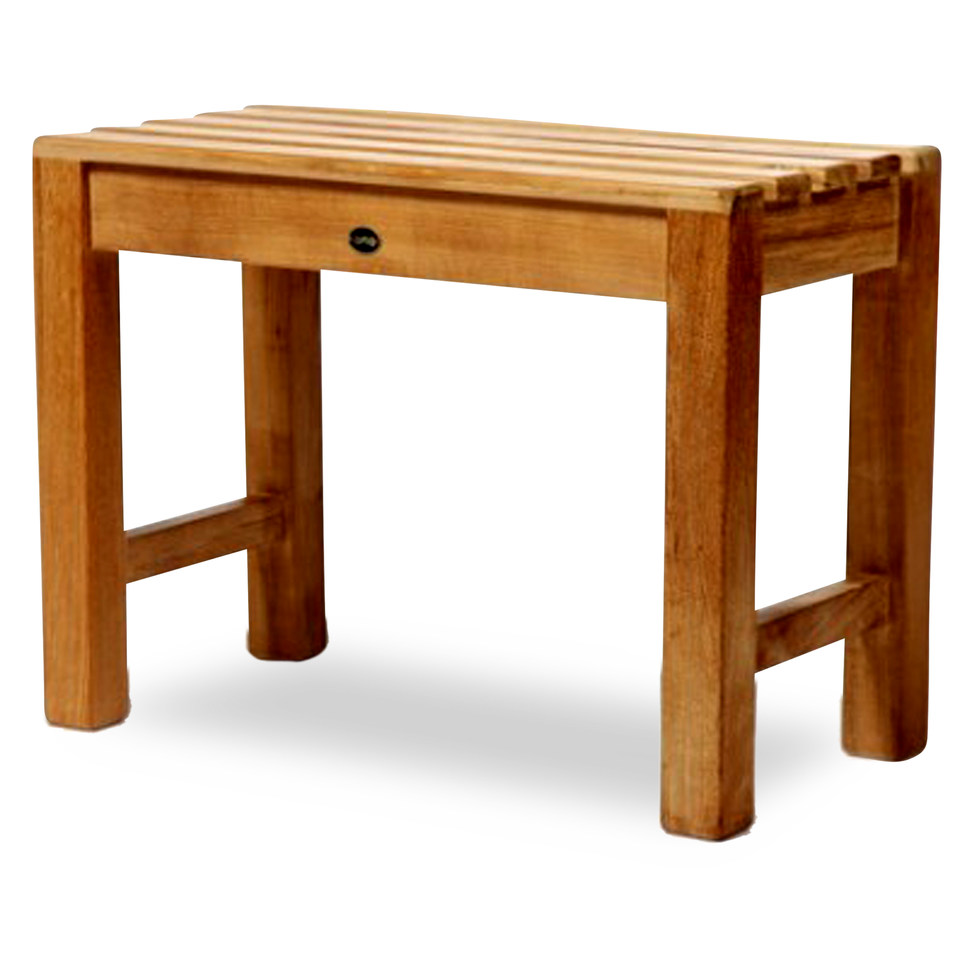 The Coach teak bench is perfect in the shower.