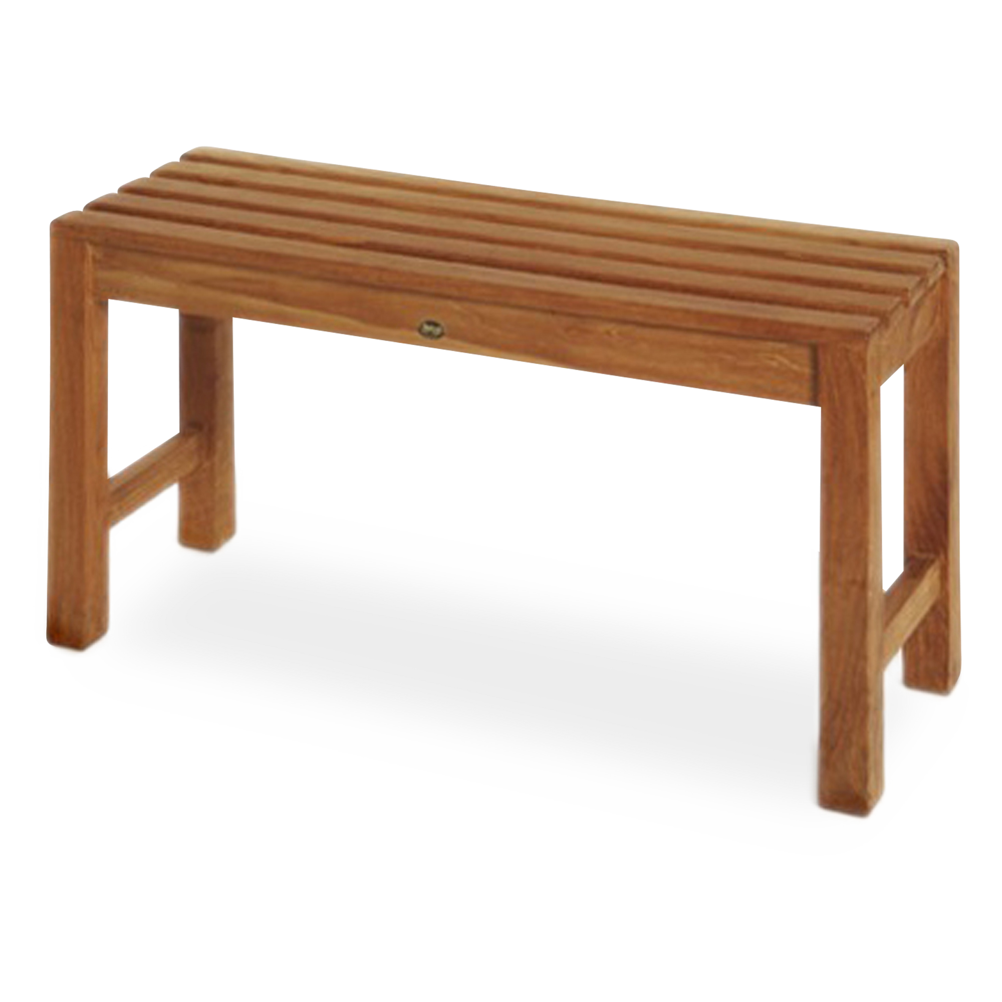 The Coach teak bench is perfect in the shower.