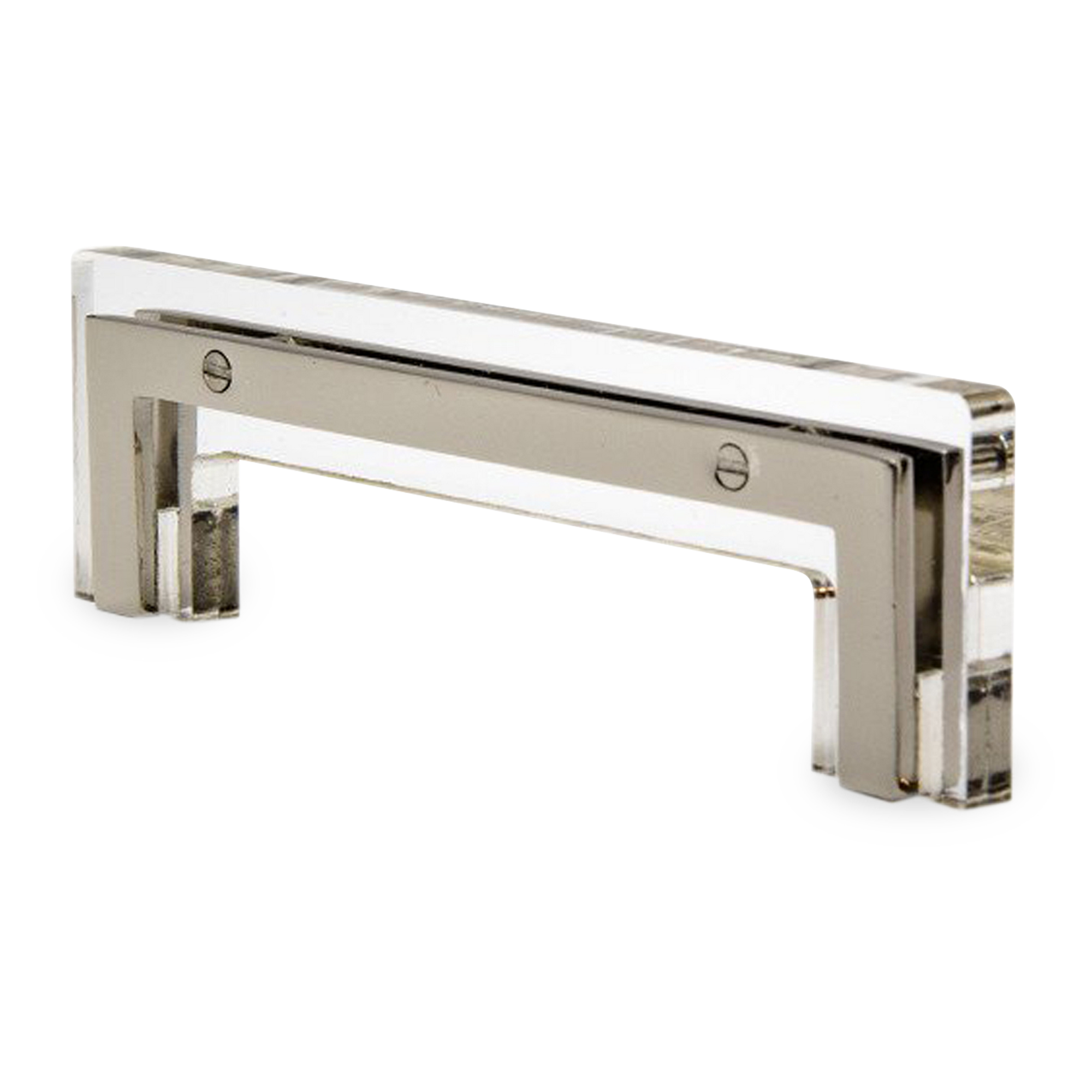 The Transparency Pull is a brass and acrylic handle that adds a bit of sparkle to case goods and cabinetry.