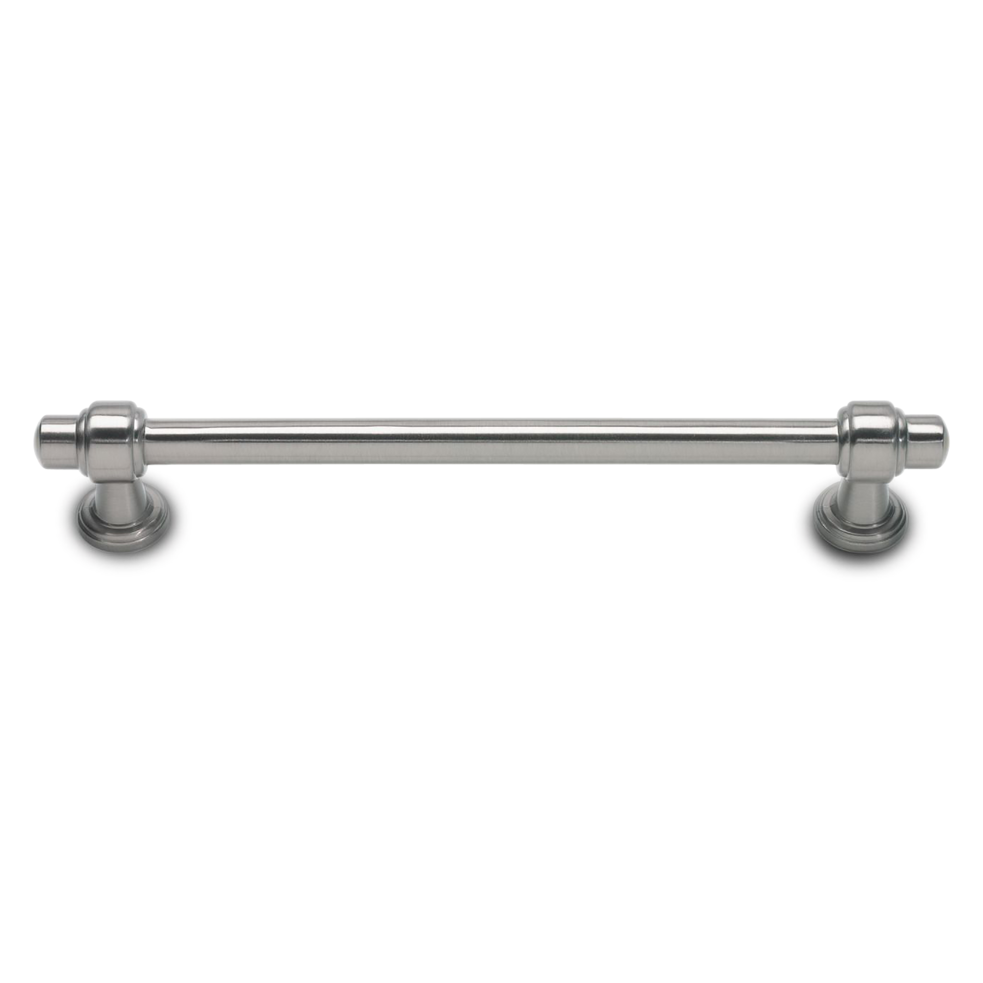 A contemporary pull with edged bar and handle details.
