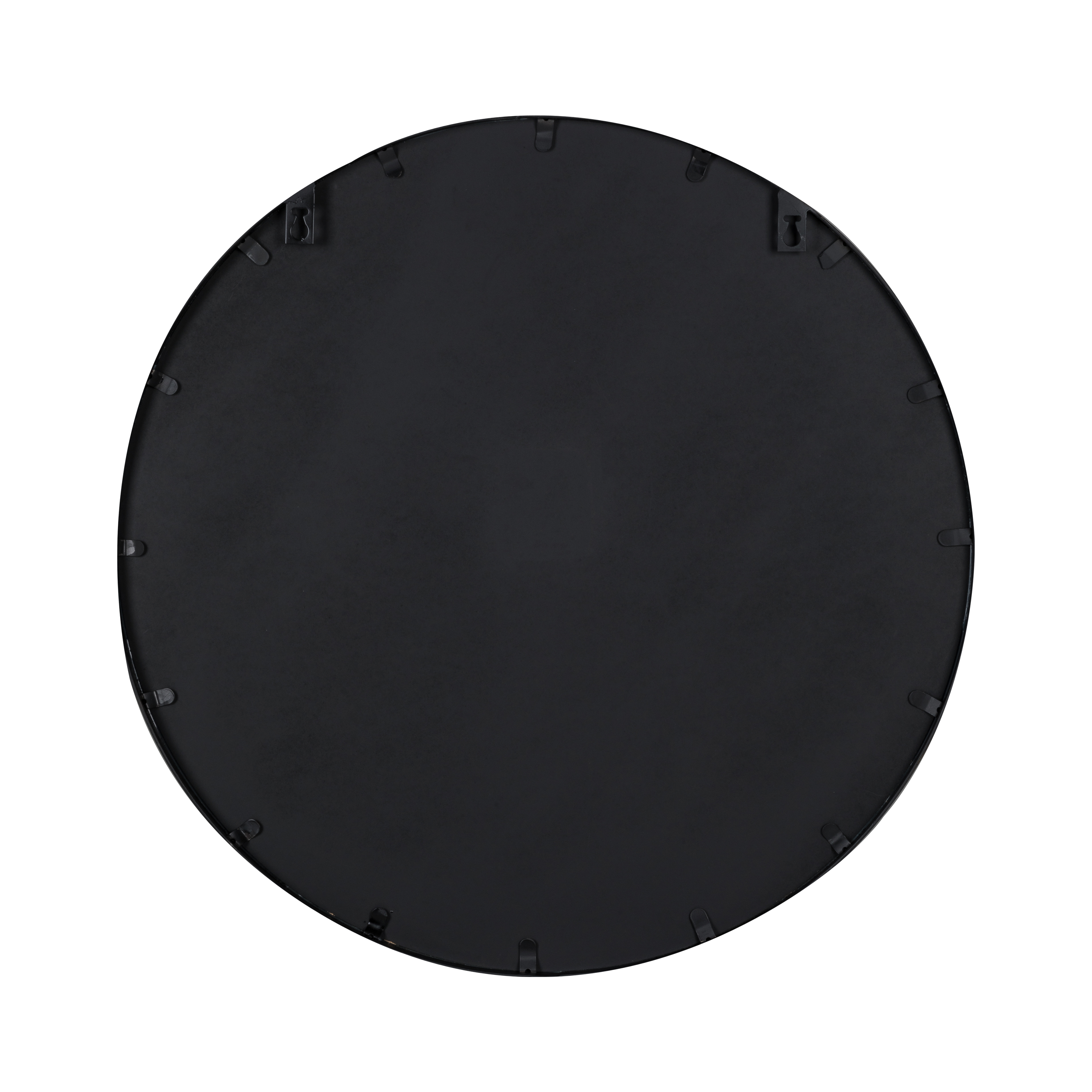 The Sloane Round Wall Mirror is a classic round mirror with a matte black finish on the trim.