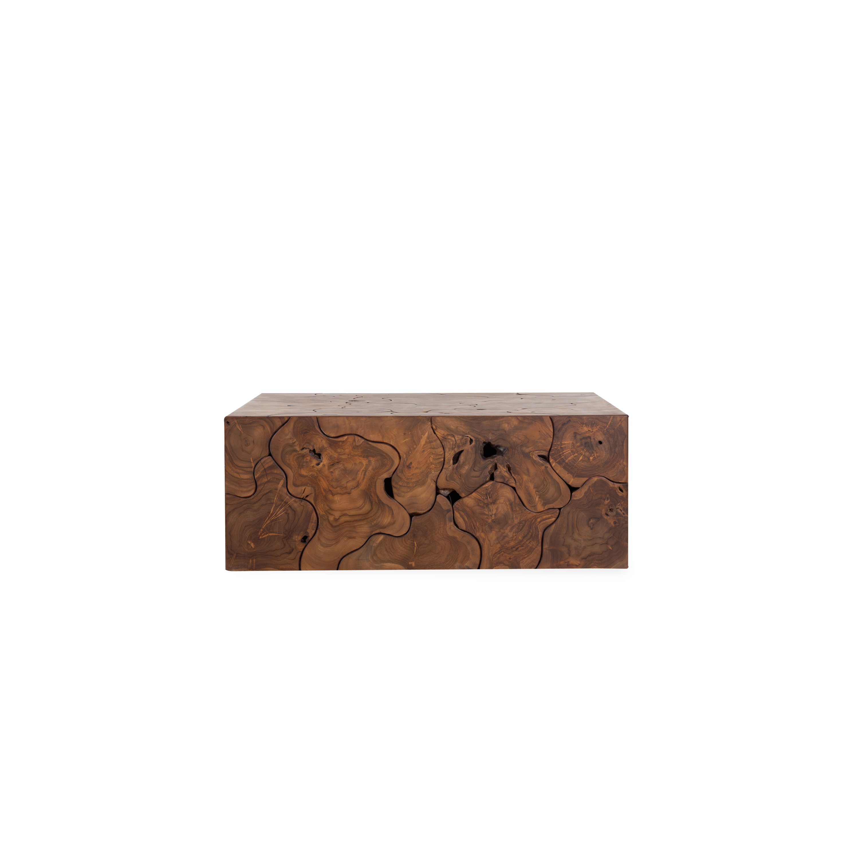 Crafted from reclaimed teak root, introduce a warm organic element to any space with the Teak Mosaic Coffee Table.