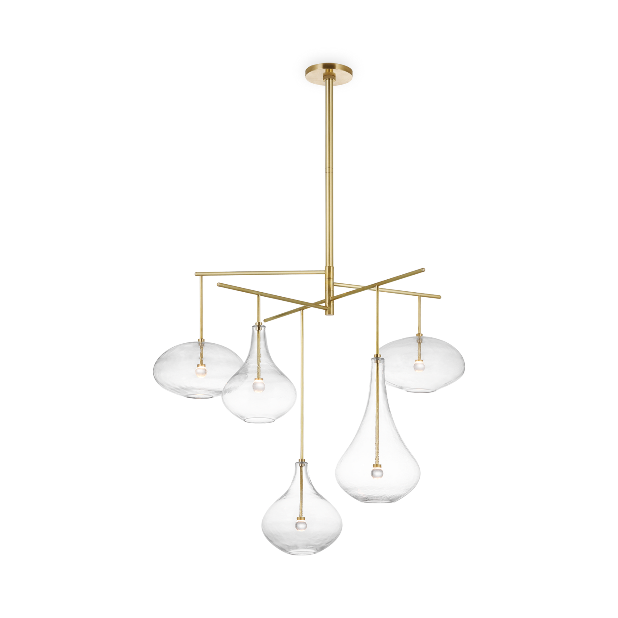 The Lomme Led Chandelier features styling that would be at home in a range of spaces with its  imaginative globes in blown glass details.