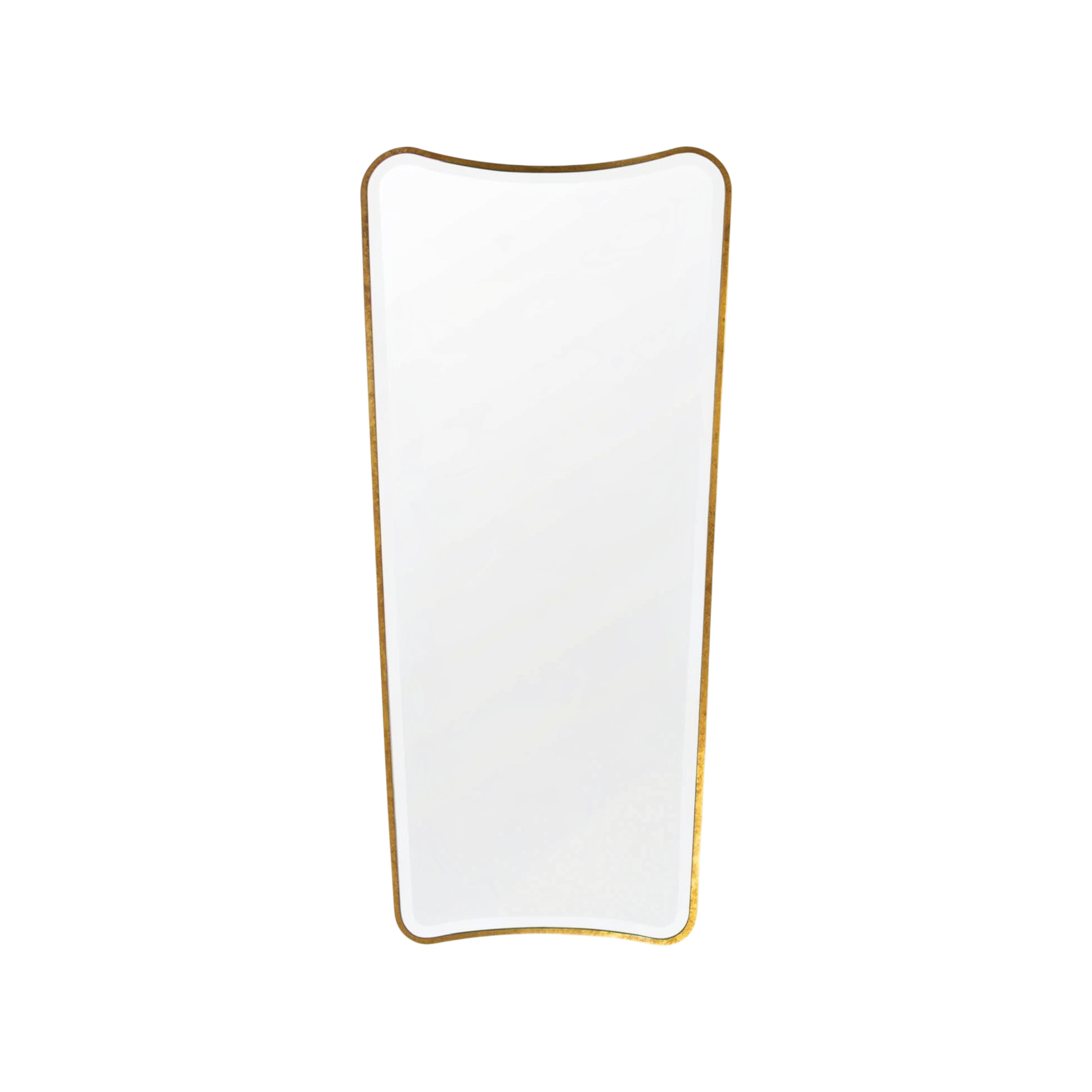 Sonnet Wall Mirror with a wavy, asymmetrical gold metal frame, shown against a plain white background.