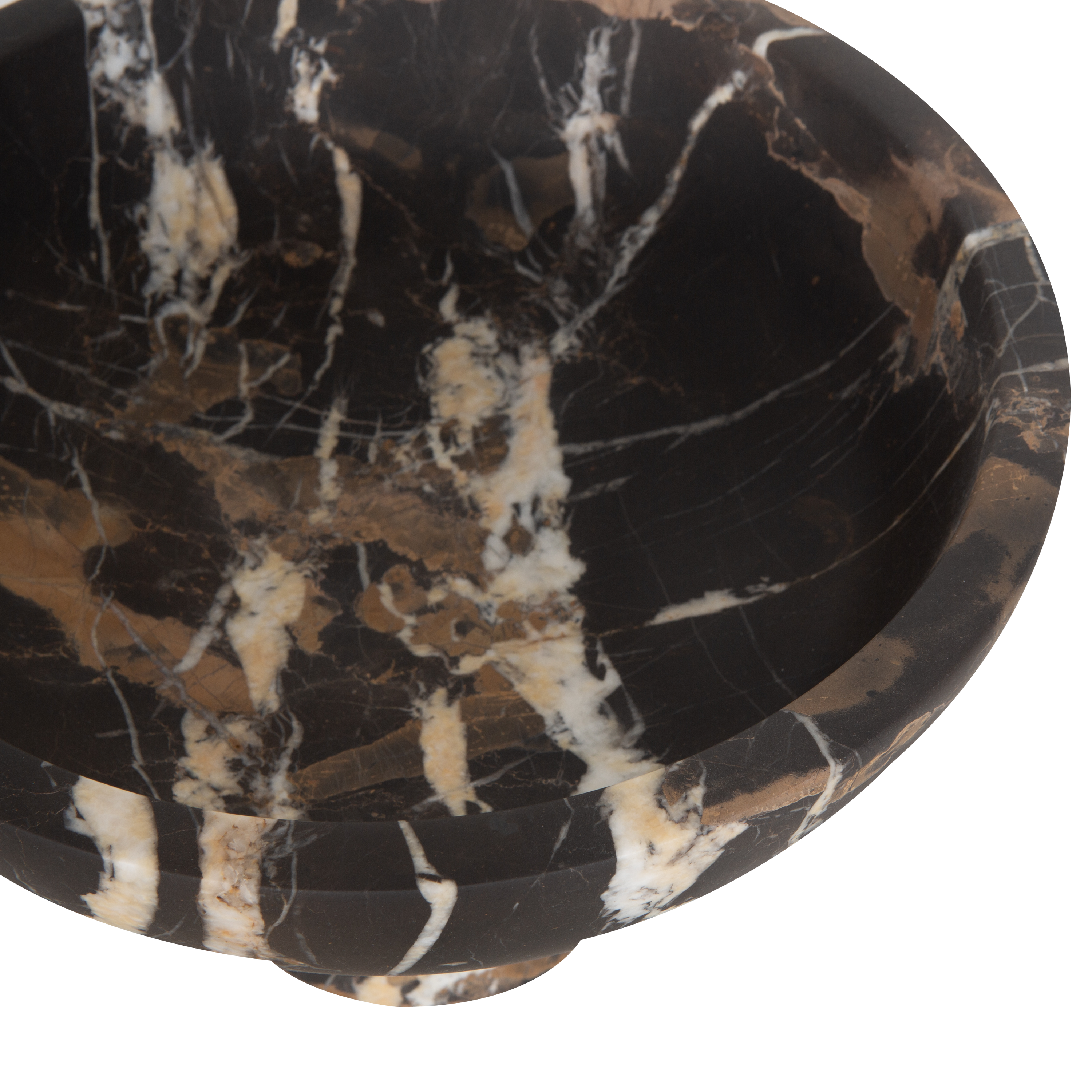 Providing luxurious and confidently stable elements, this captivating bowl is made with black marble with a touch of white and gold veining.