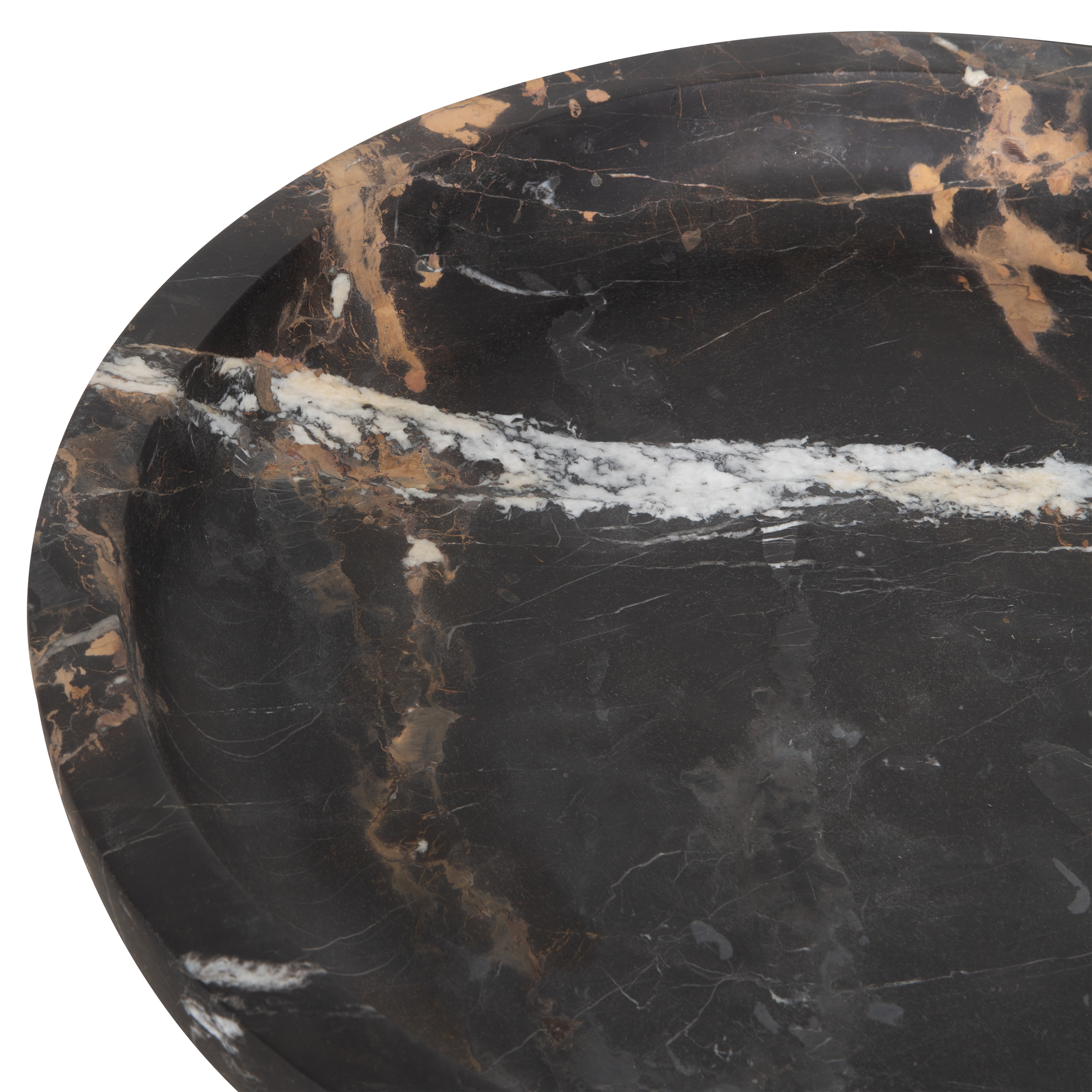 Providing luxurious and confidently stable elements, this captivating bowl is made with black marble with a touch of white and gold veining.