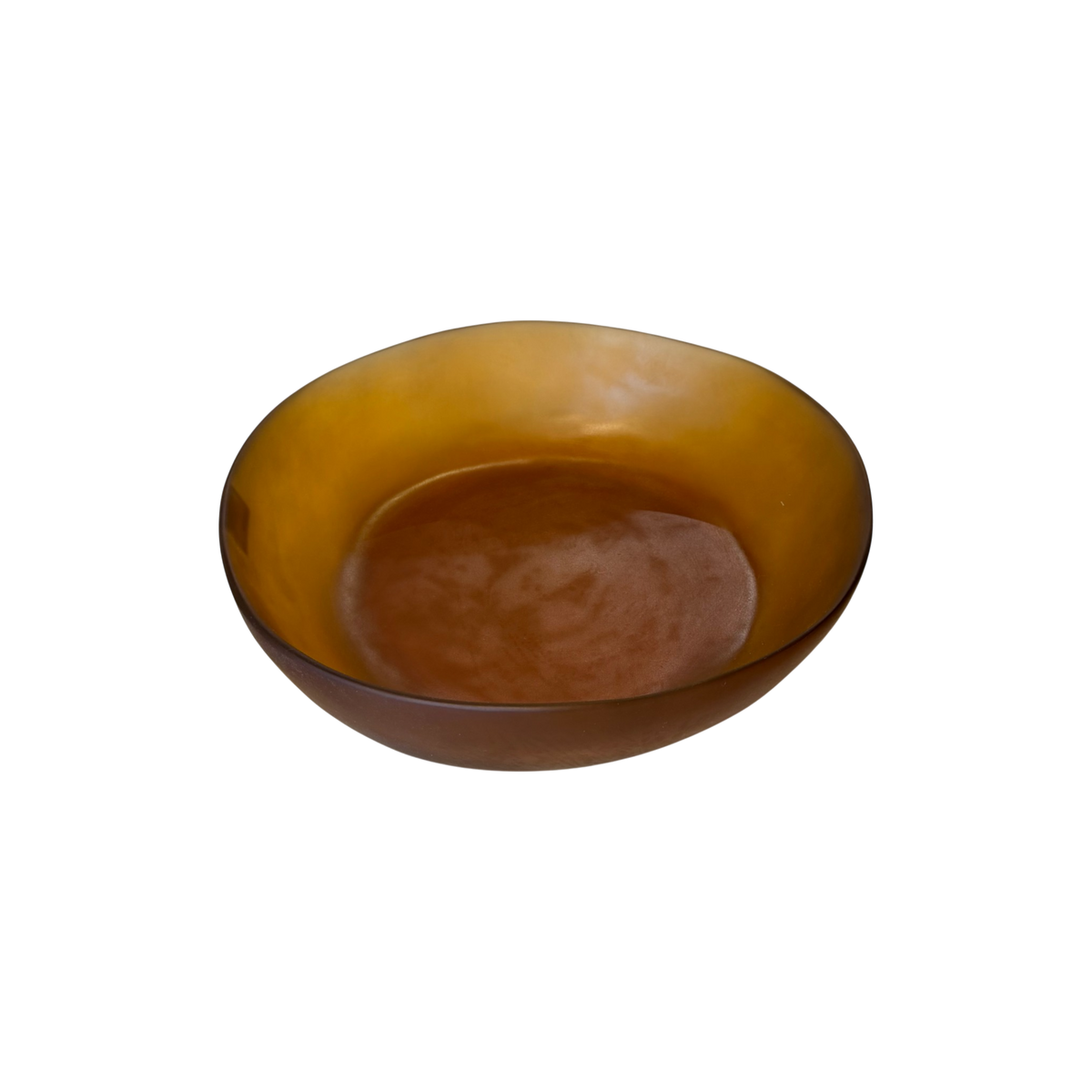 Large Resin Bowl viewed from above, showing the amber-toned interior, rounded base and softly irregular handcast form.
