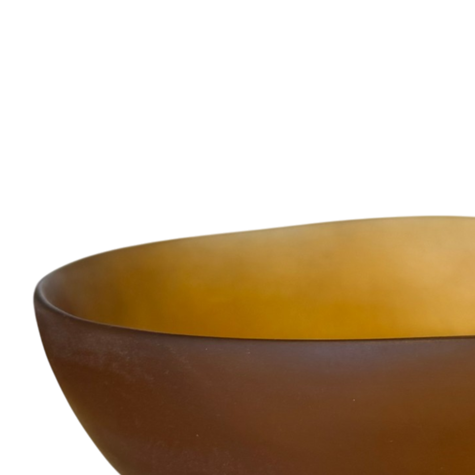 Close-up of Large Resin Bowl highlighting the translucent amber resin, smooth surface and hand-finished rim.