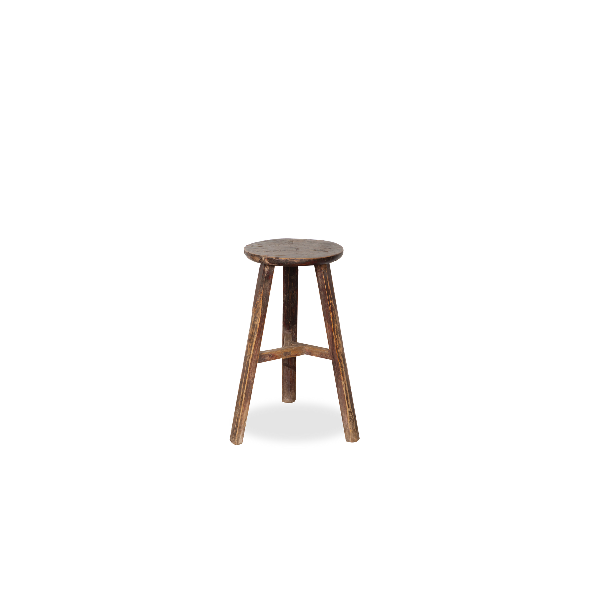 Full of rustic appeal, the Vintage Weathered Round Stool will add organic warmth to your space.
