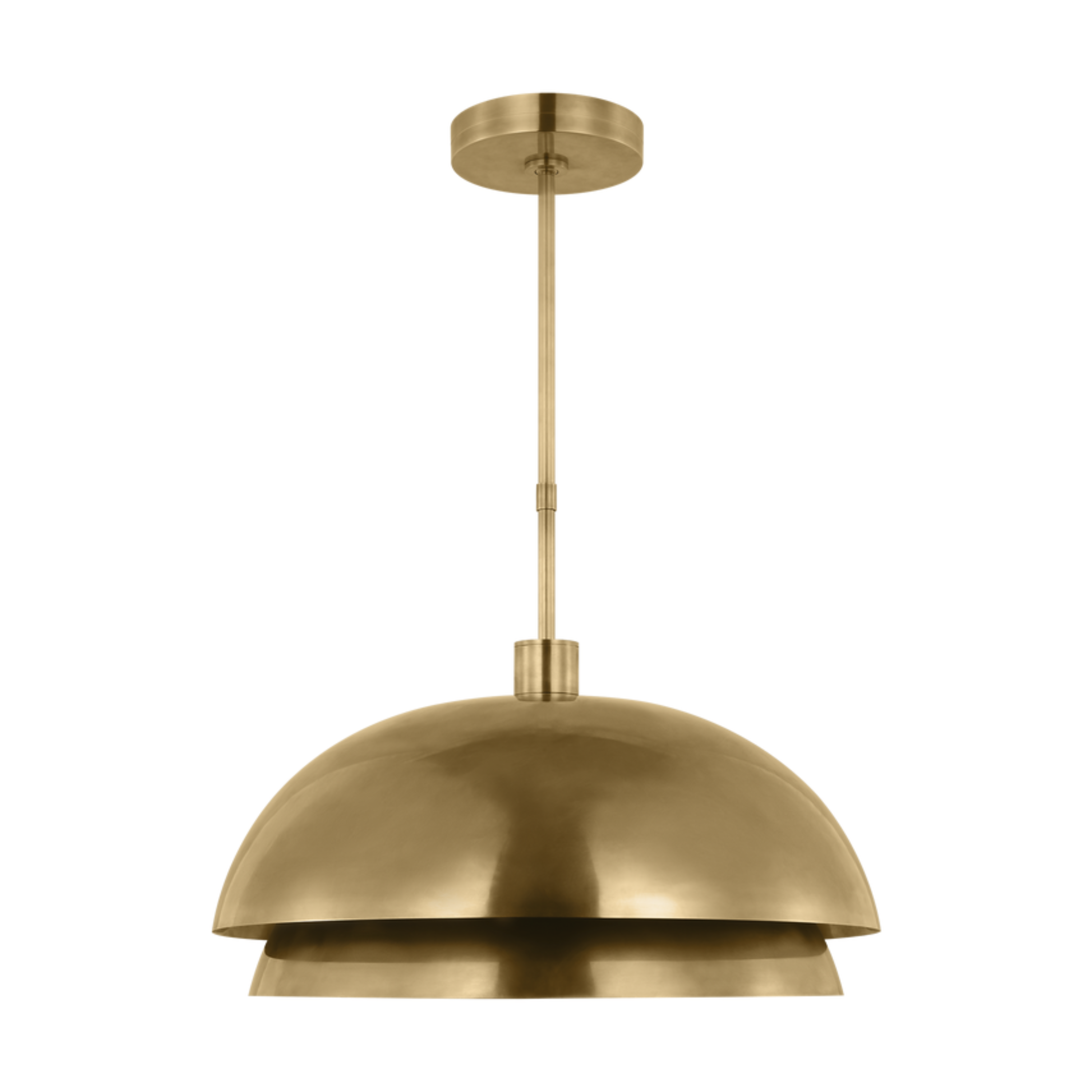 The Shanti XL Pendant Light has a contemporary design inspired by the clean lines of an industrial setting.