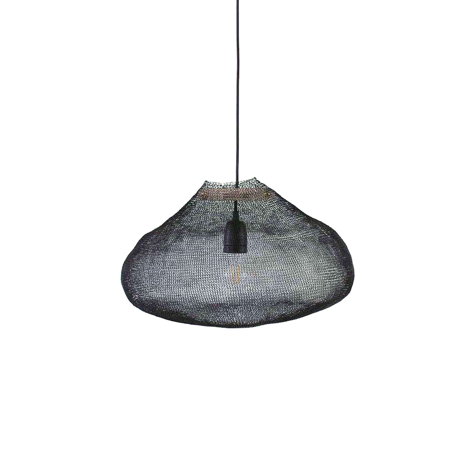 Hand-woven in stainless steel, this pendant light is suitable for indoor and outdoor use (provided you have the appropriate cable and socket).