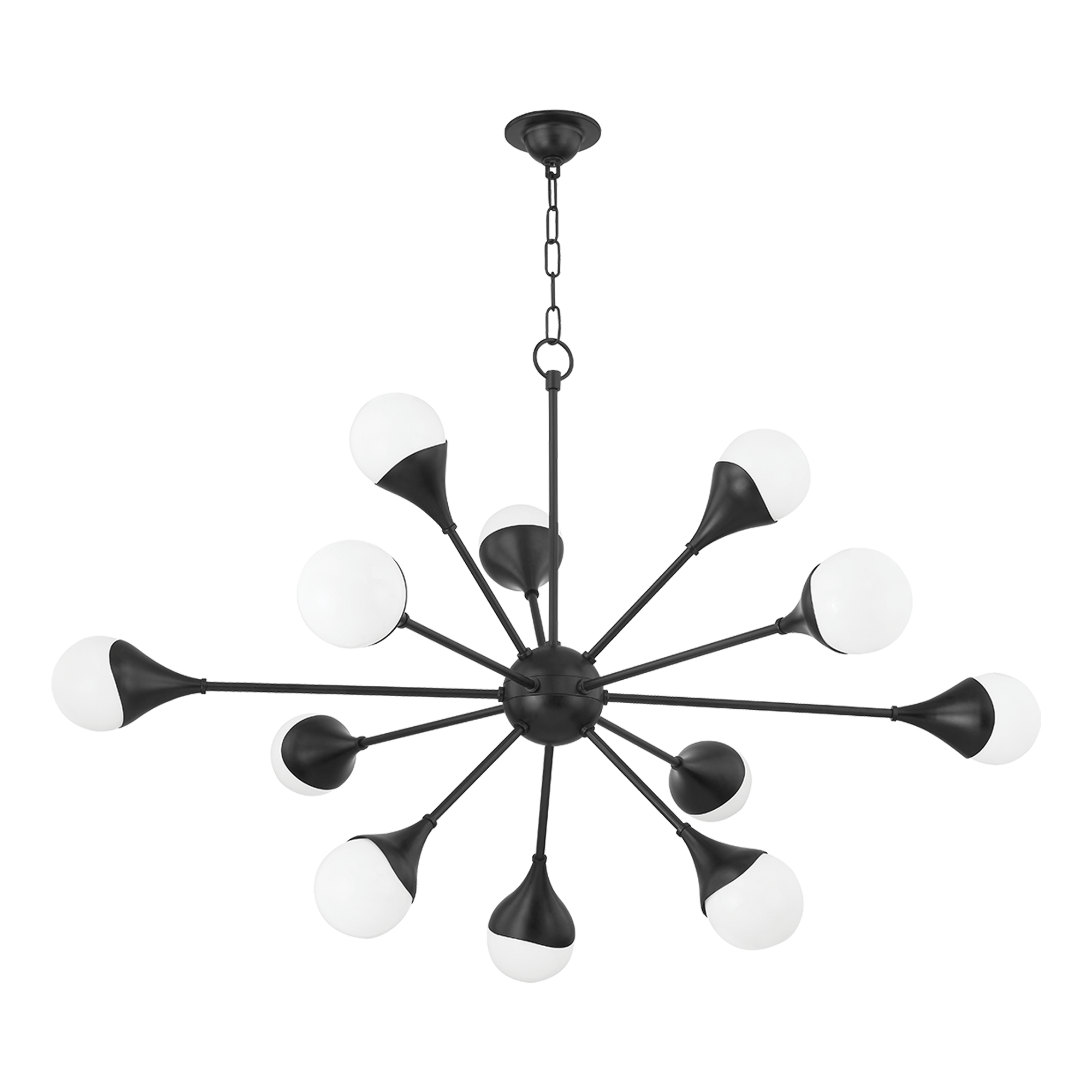 An opal-glass shade effortlessly drops from a smooth, wave-like holder in this fixture that oozes style.
