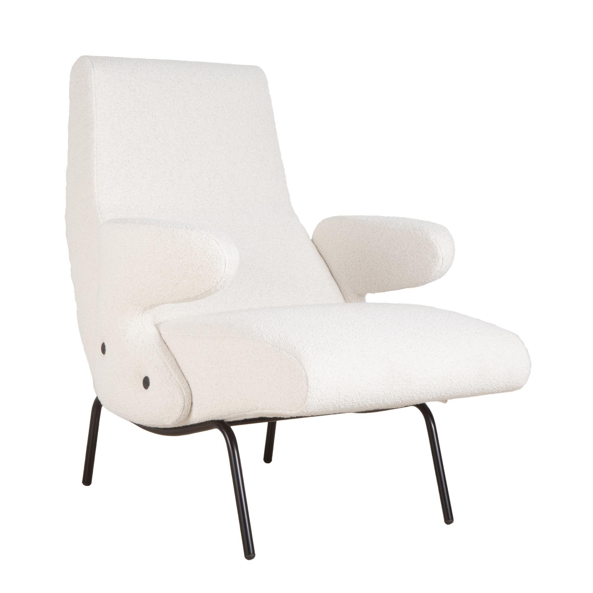 Erberto Carboni's Delfino Armchair, a design masterpiece for arflex from the mid-1950s, showcases thoughtful proportions and the harmonious interplay of curves and angles.