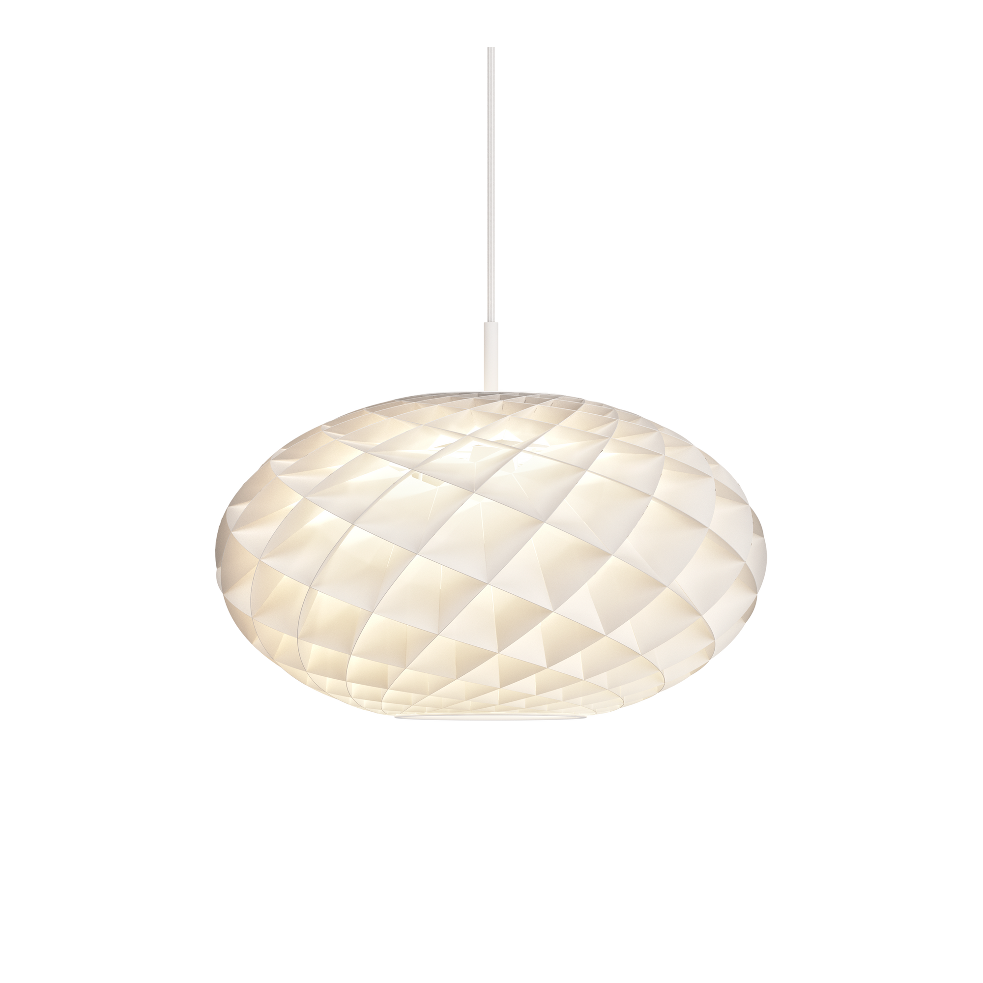 Designed by Øivind Slaatto, the Patera Oval Pendant Lamp showcases a mesmerizing geometric design inspired by the Fibonacci sequence and the intricate structure of nature.