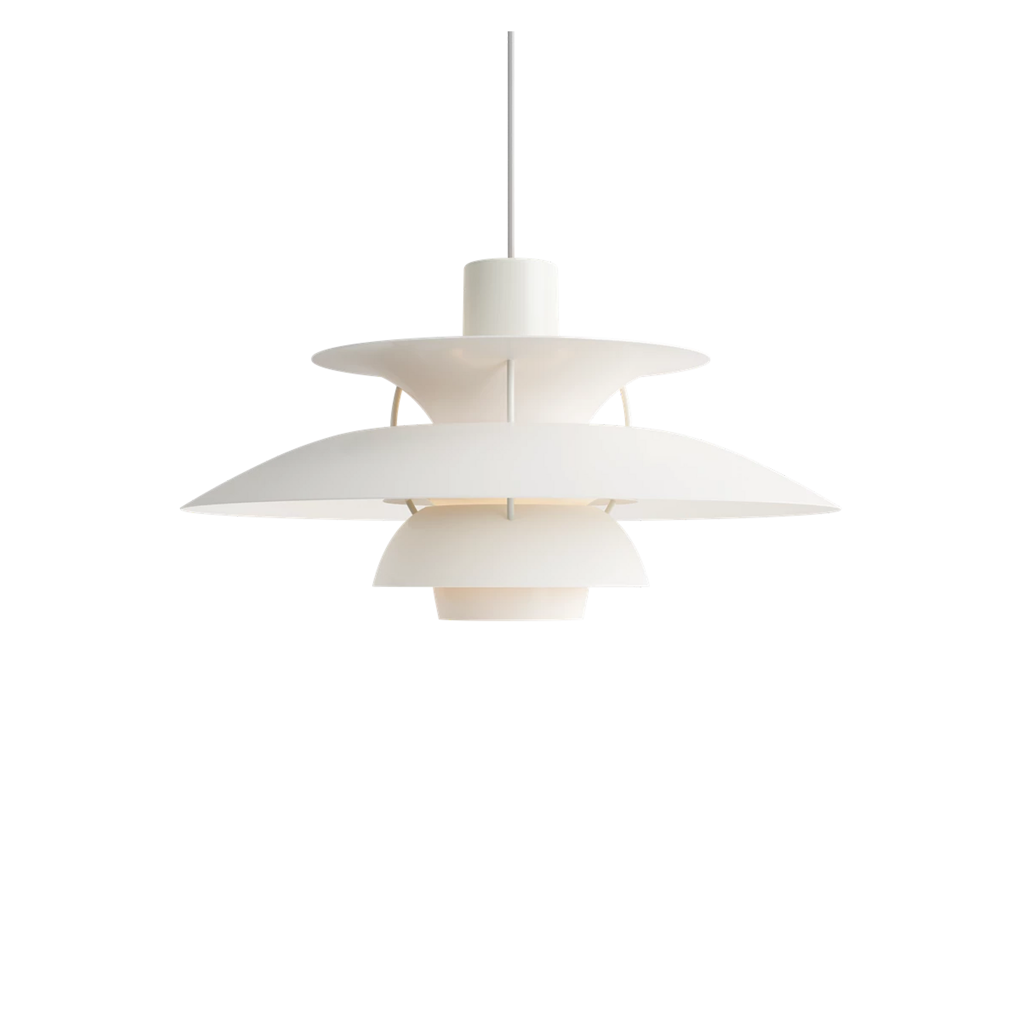 A beautiful sculptural element both when it is on and off, the PH 5 Pendant is a much-loved and well-known fixture design found in many spaces around the world.