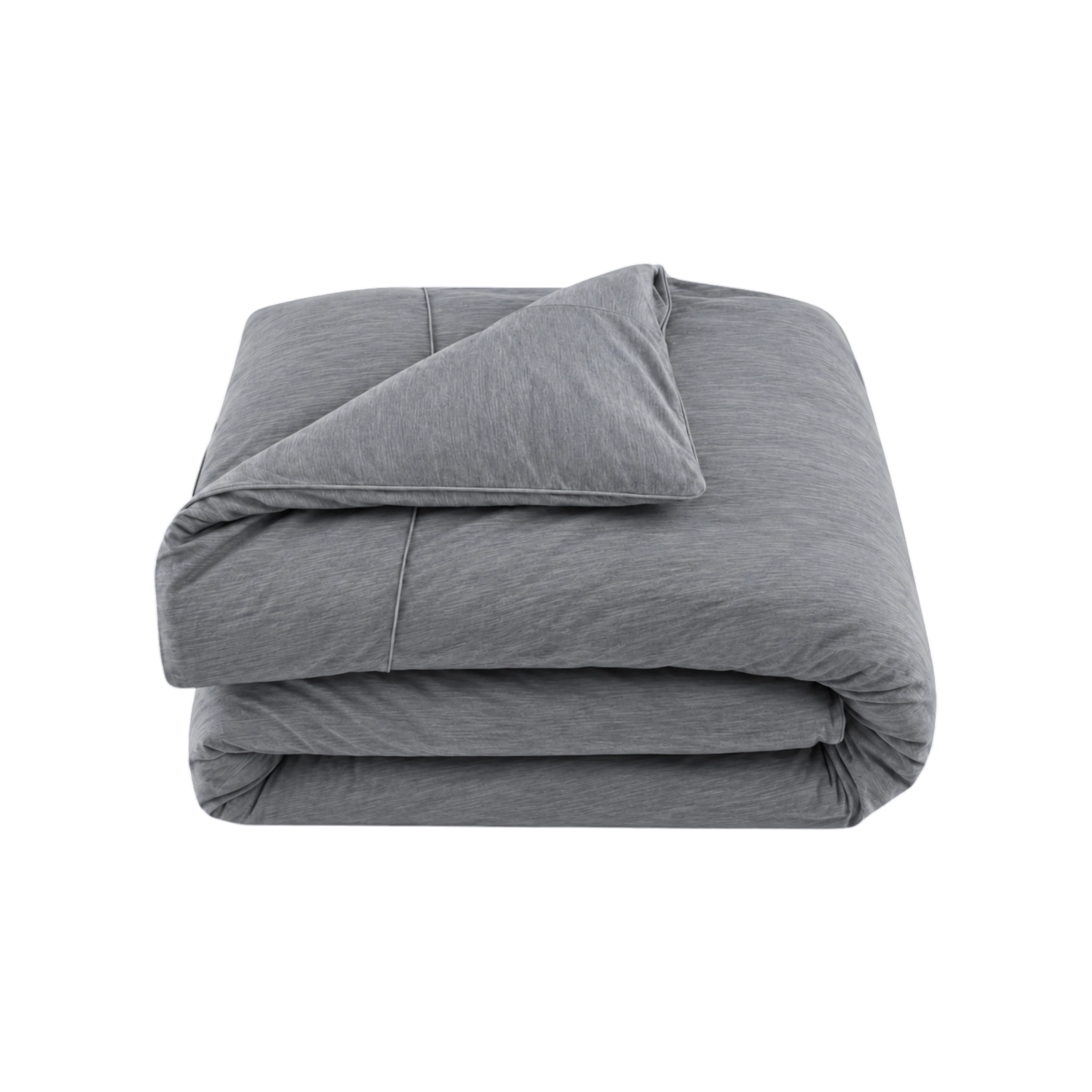 Merino Duvet Cover Queen Granite grey, folded merino wool and bamboo jersey duvet cover with soft drape, tailored stitching and self-fabric piping.