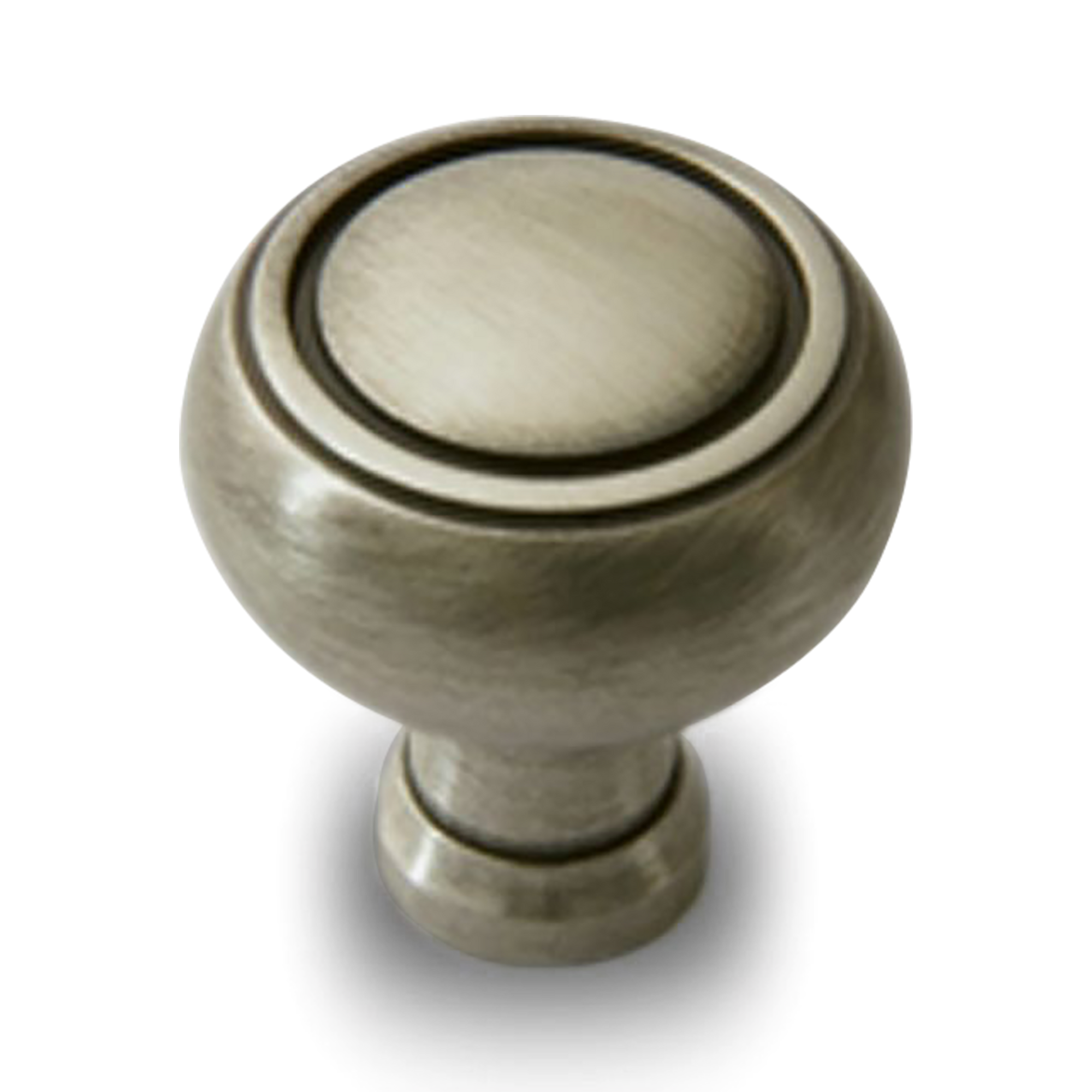 A traditional round knob with engraved ring details.