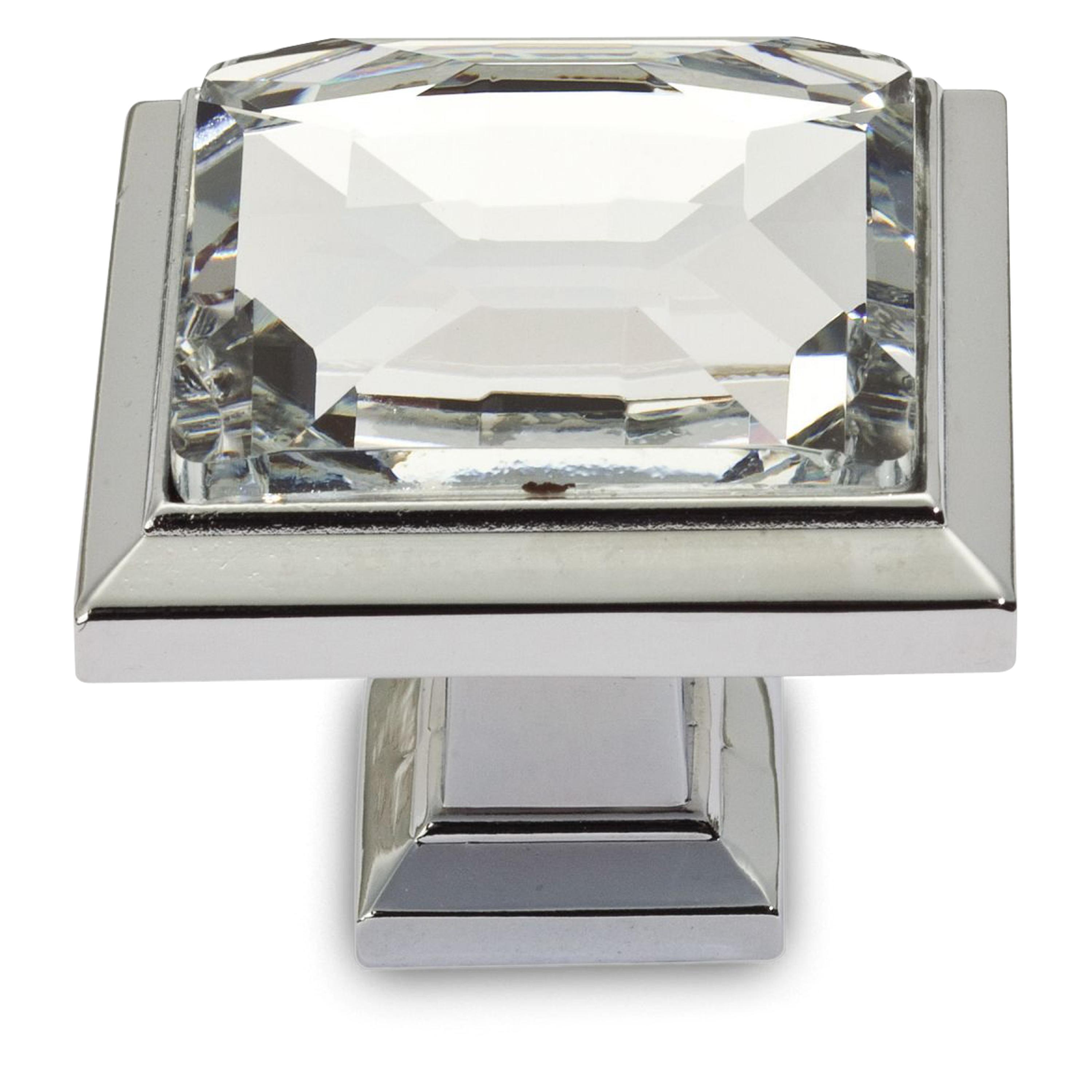 A glamorous traditional square knob with European crystal stone.