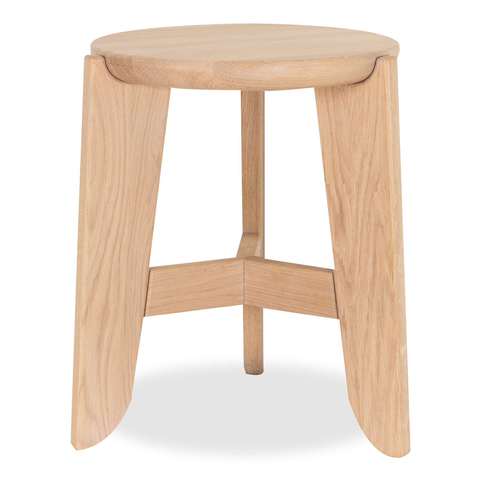 This stool is solidly constructed and bold with rounded edges and shapes that give it a modern appearance.