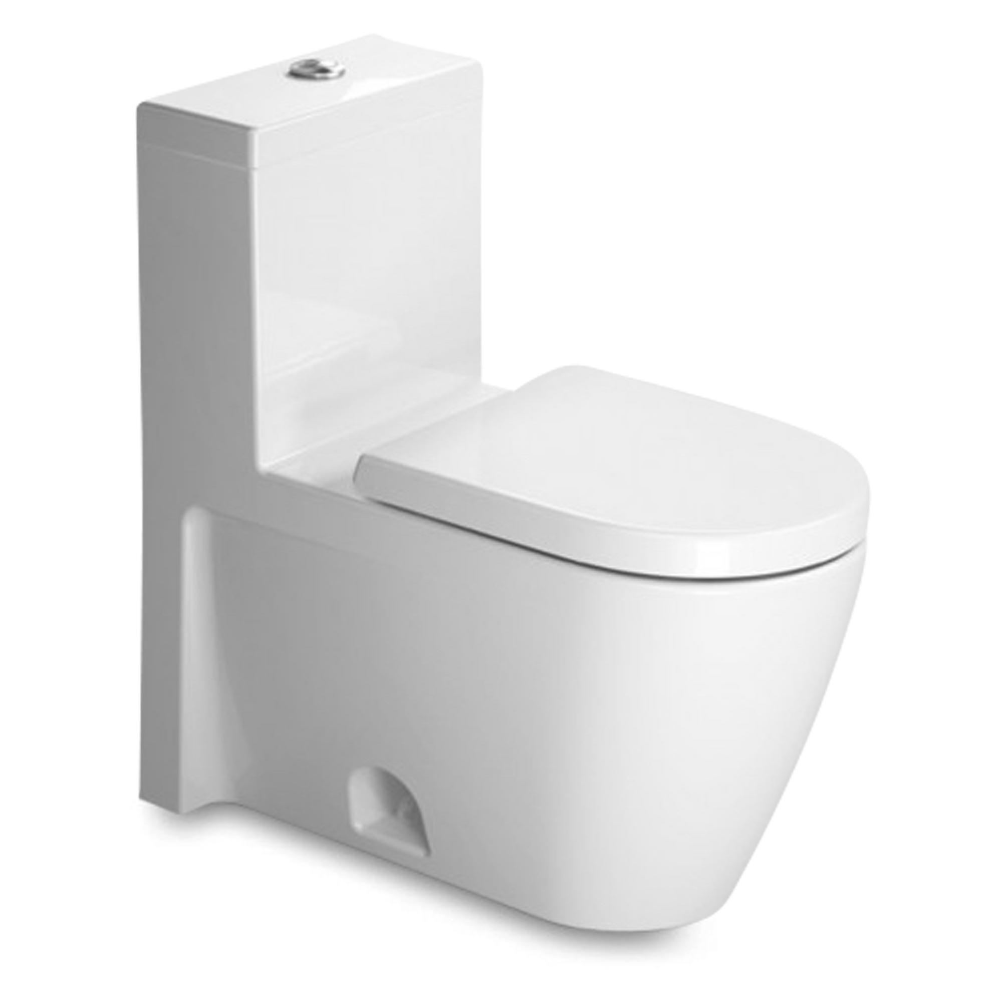 A modern style one-piece toilet with SoftClose seat.
