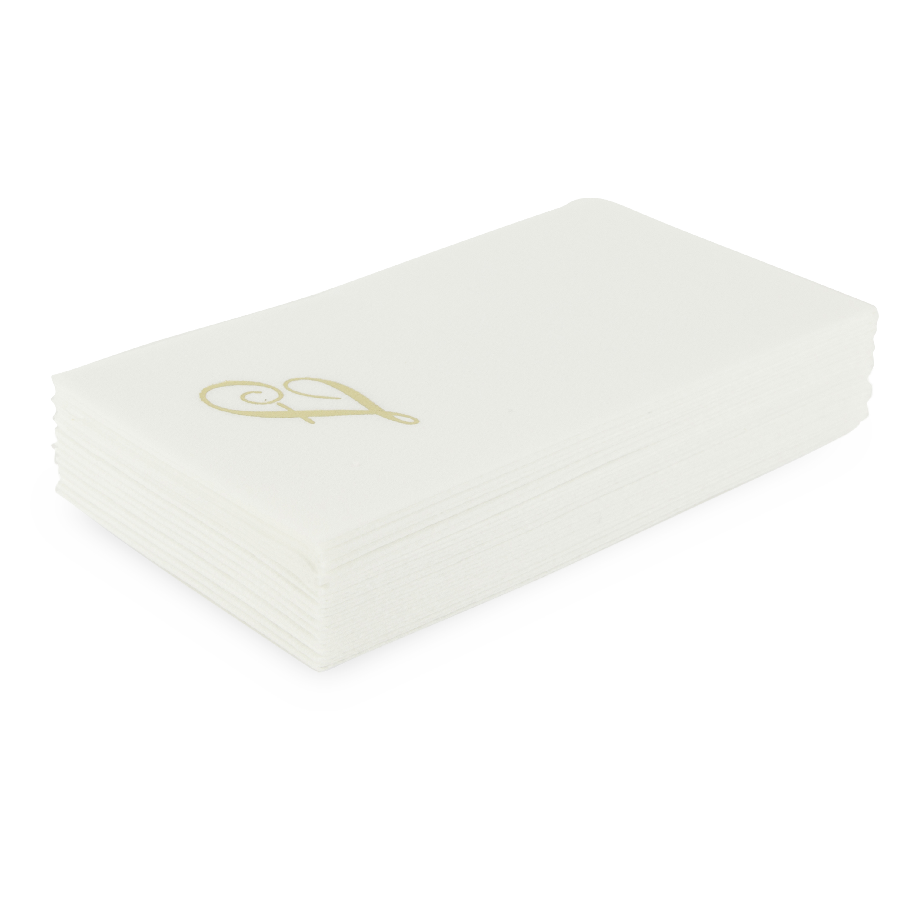 Customized guest towels that are made of paper but feel like fabric.