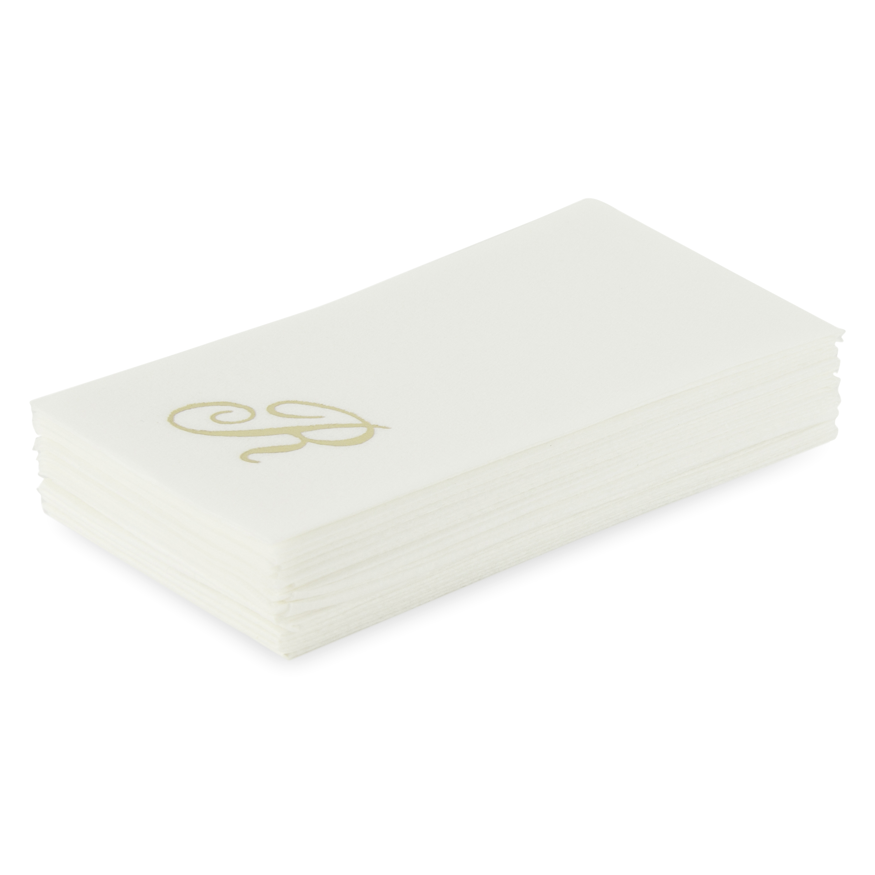 Customized guest towels that are made of paper but feel like fabric.