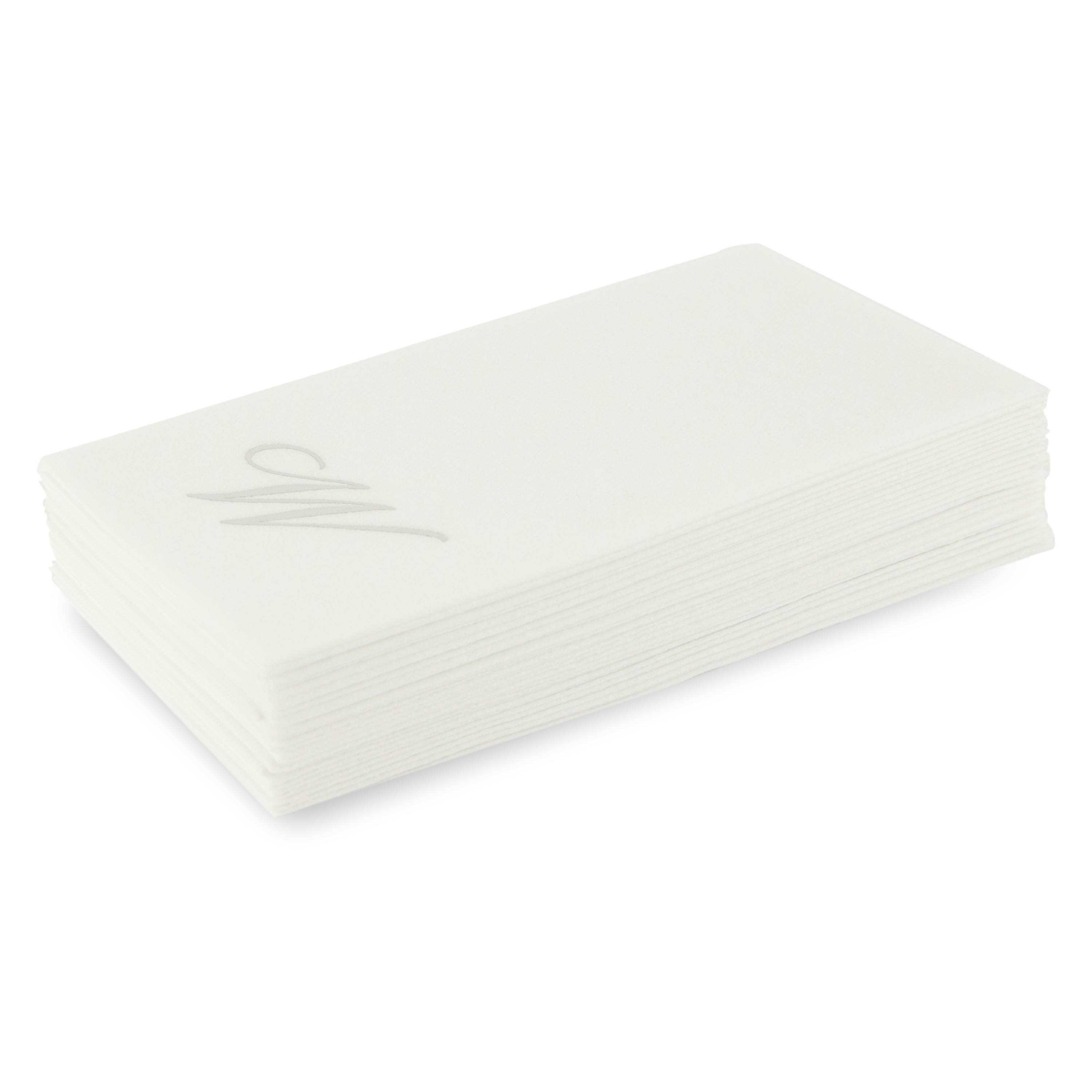 Customized guest towels that are made of paper but feel like fabric.