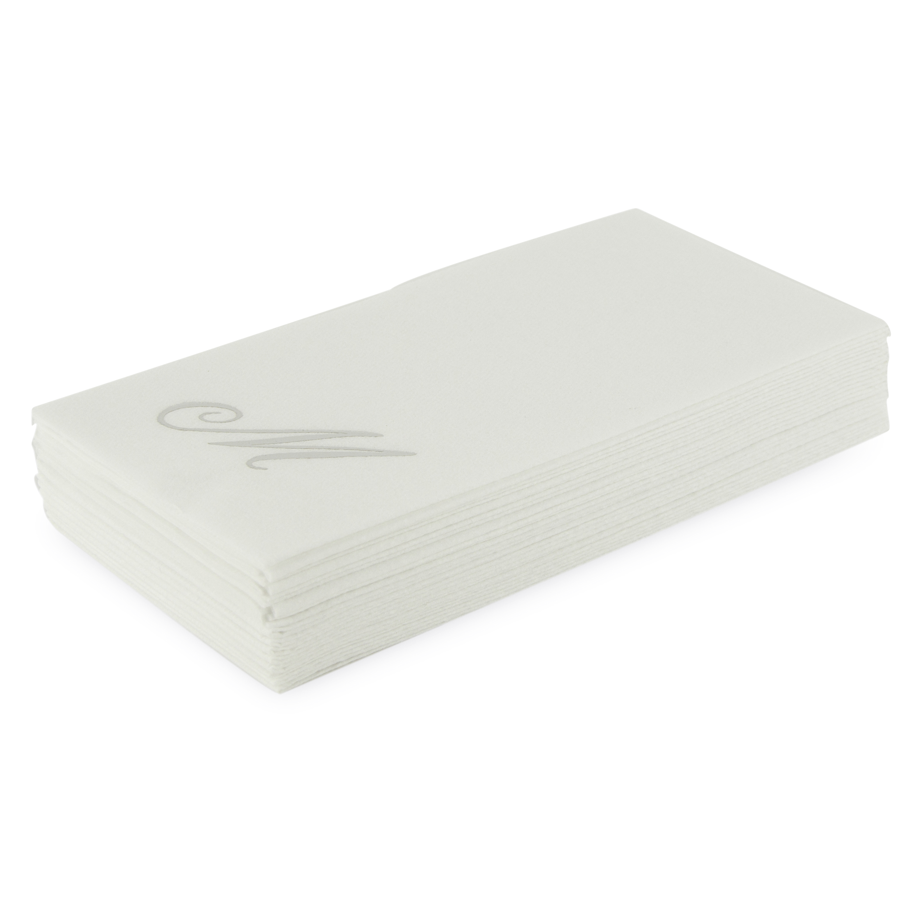 Customized guest towels that are made of paper that feels like fabric.